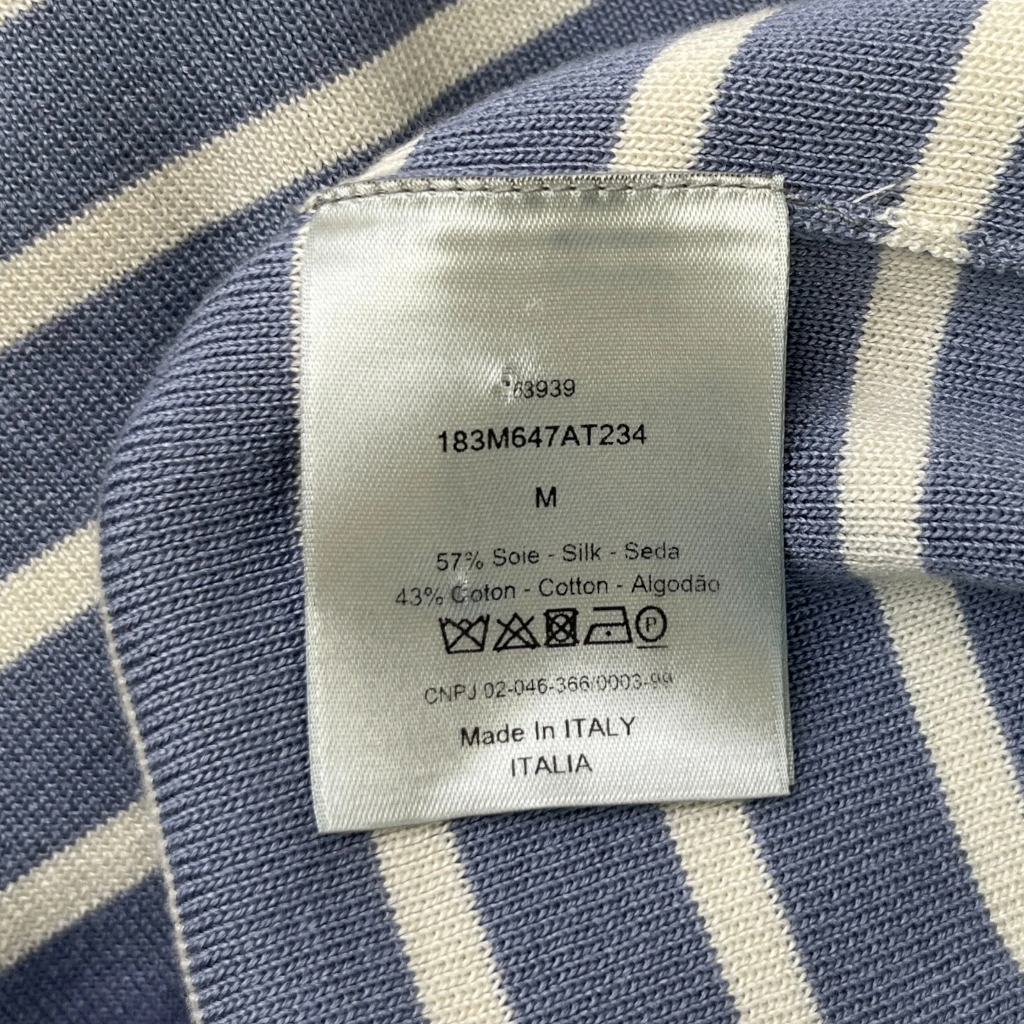 Men's Stripe Logo Print T-Shirt Blue Size M - Image 8