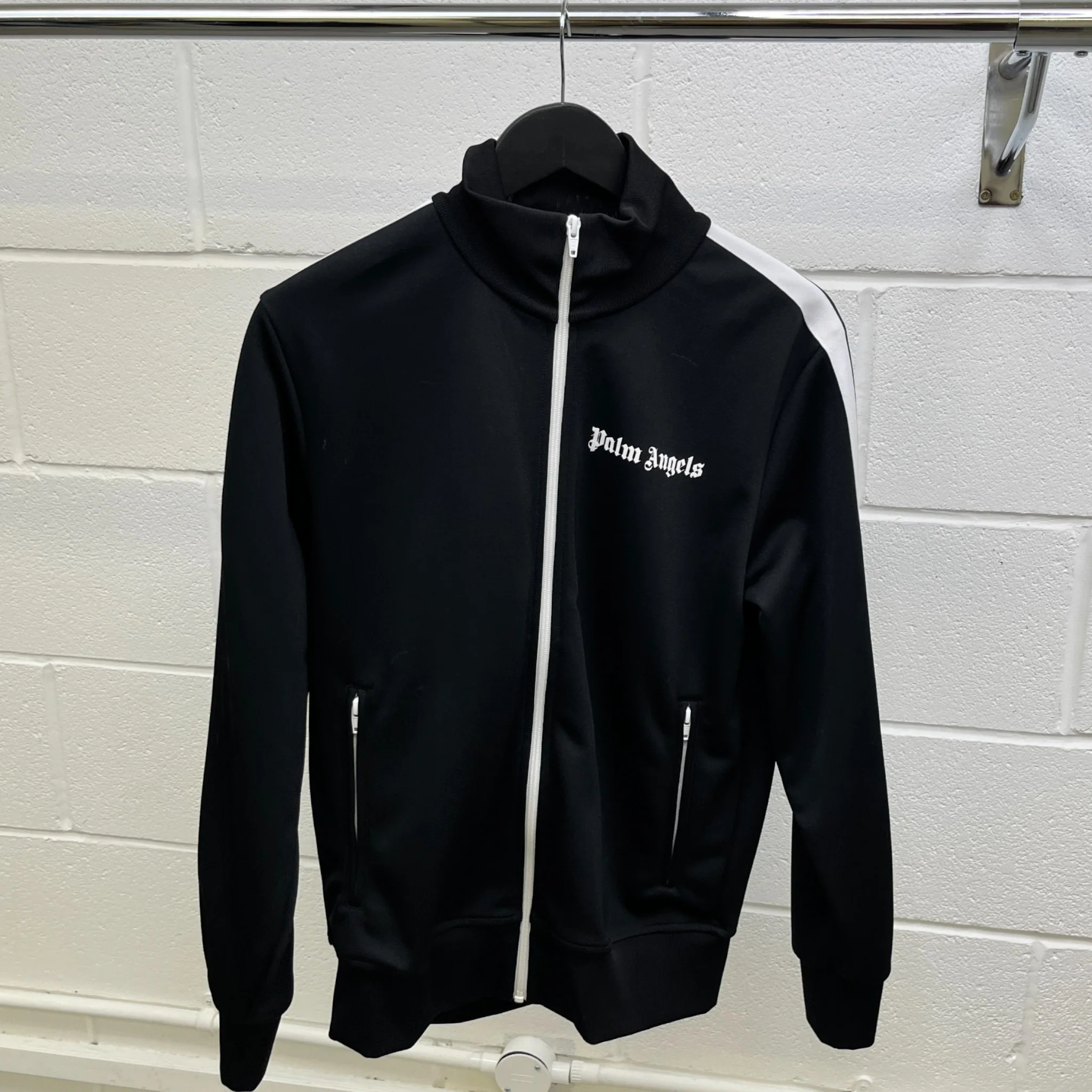 Men's Stripe Logo Track Jacket Black Size M - Image 8