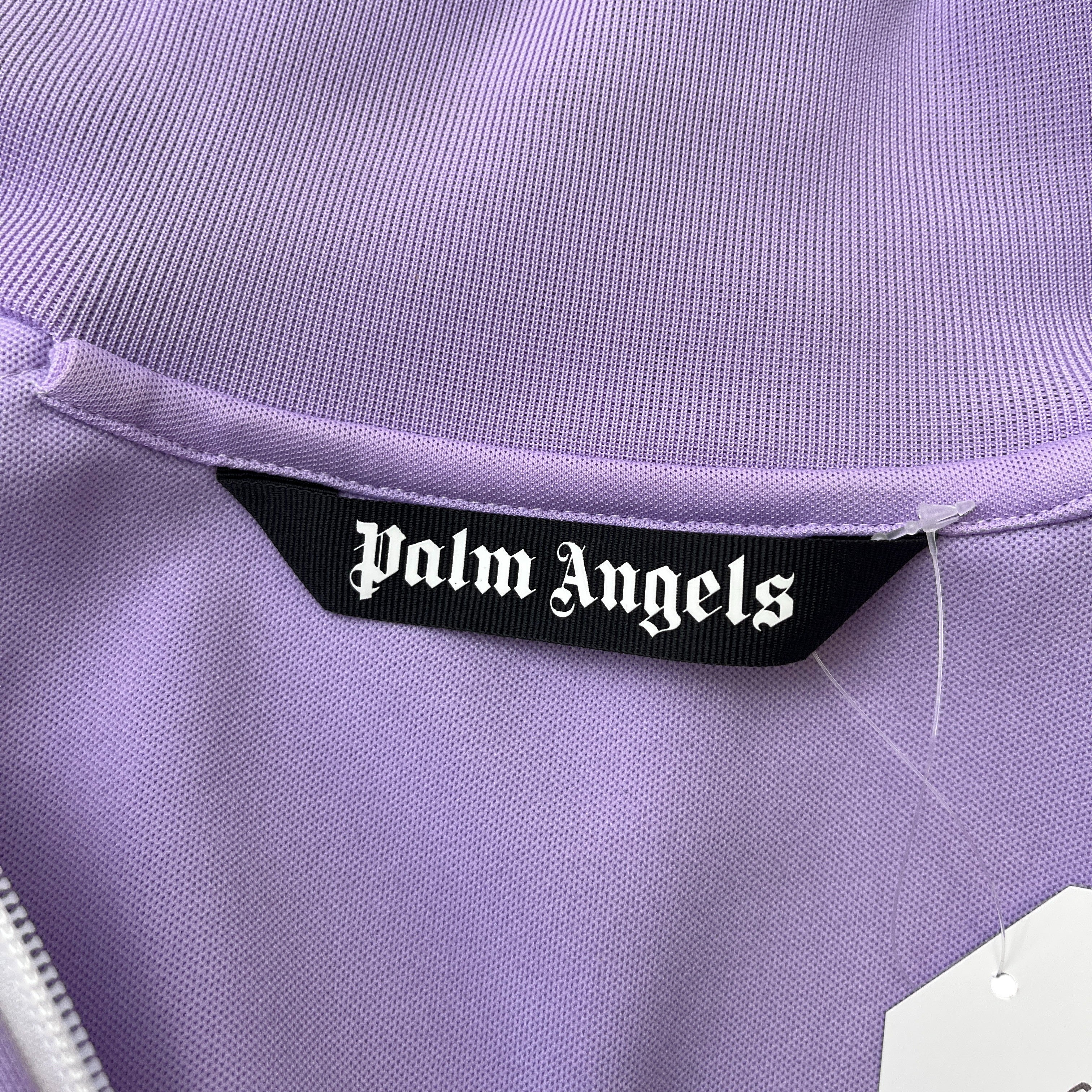 Men's Stripe Logo Track Jacket Purple Size L - Image 6