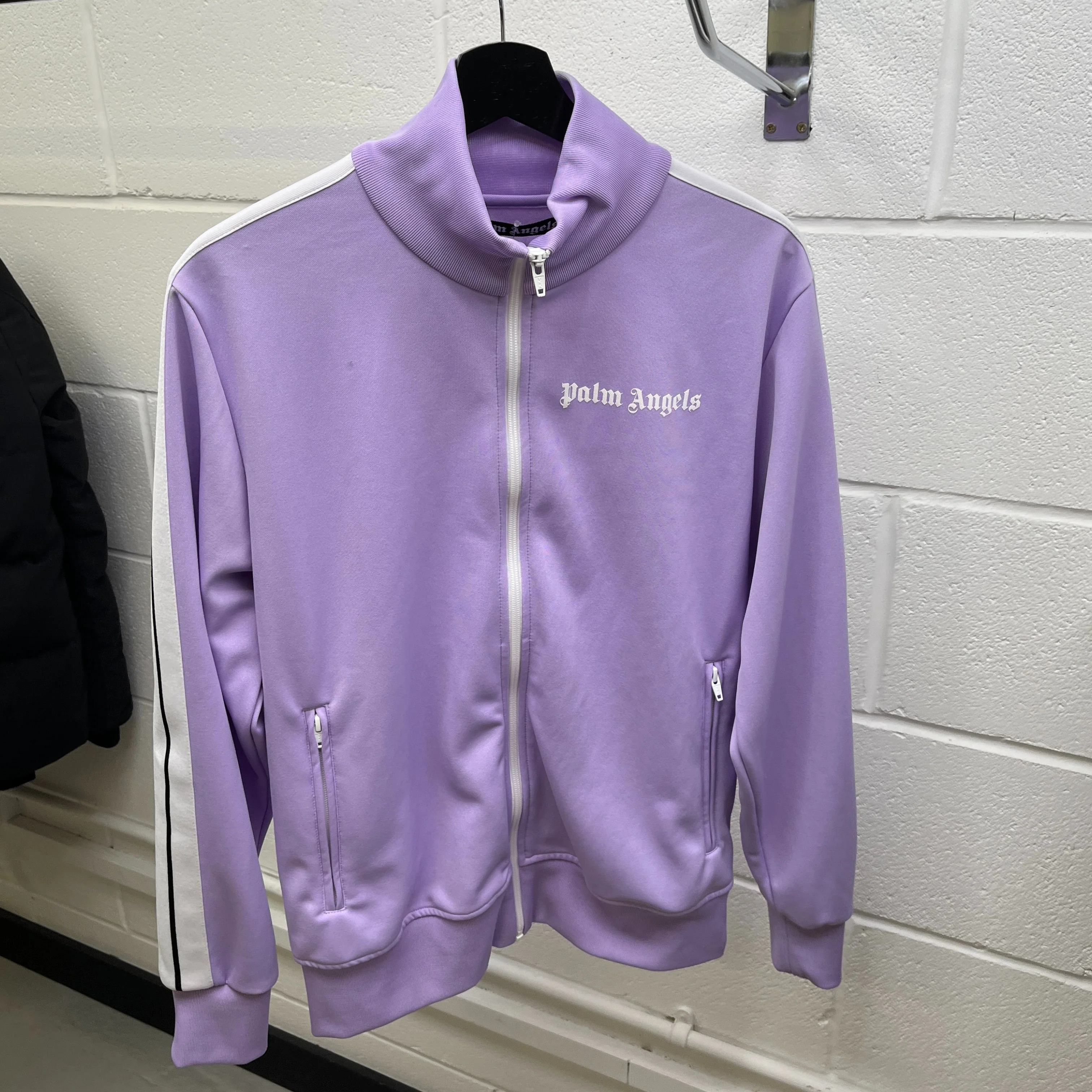 Men's Stripe Logo Track Jacket Purple Size L - Image 7