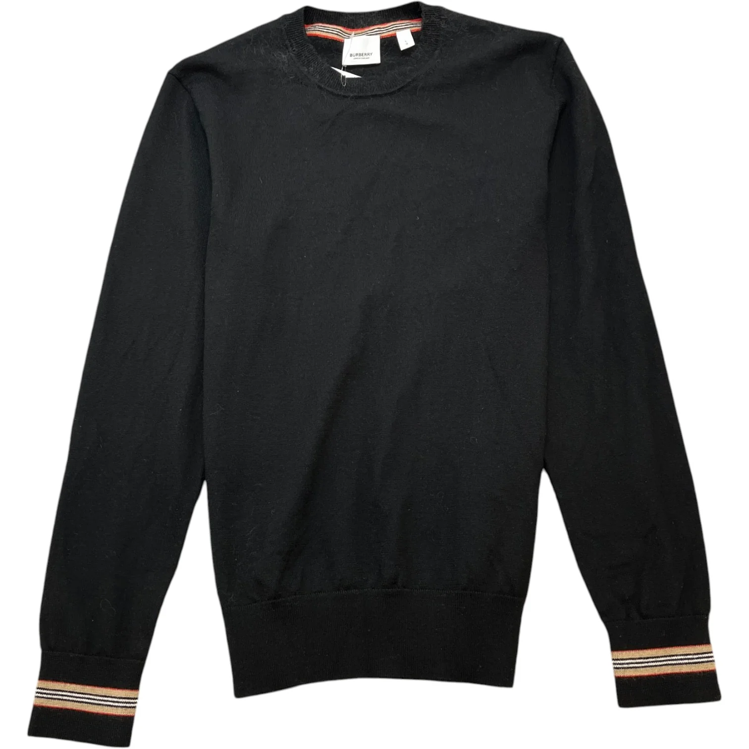 Men's Stripe Trim Jumper Black Size L