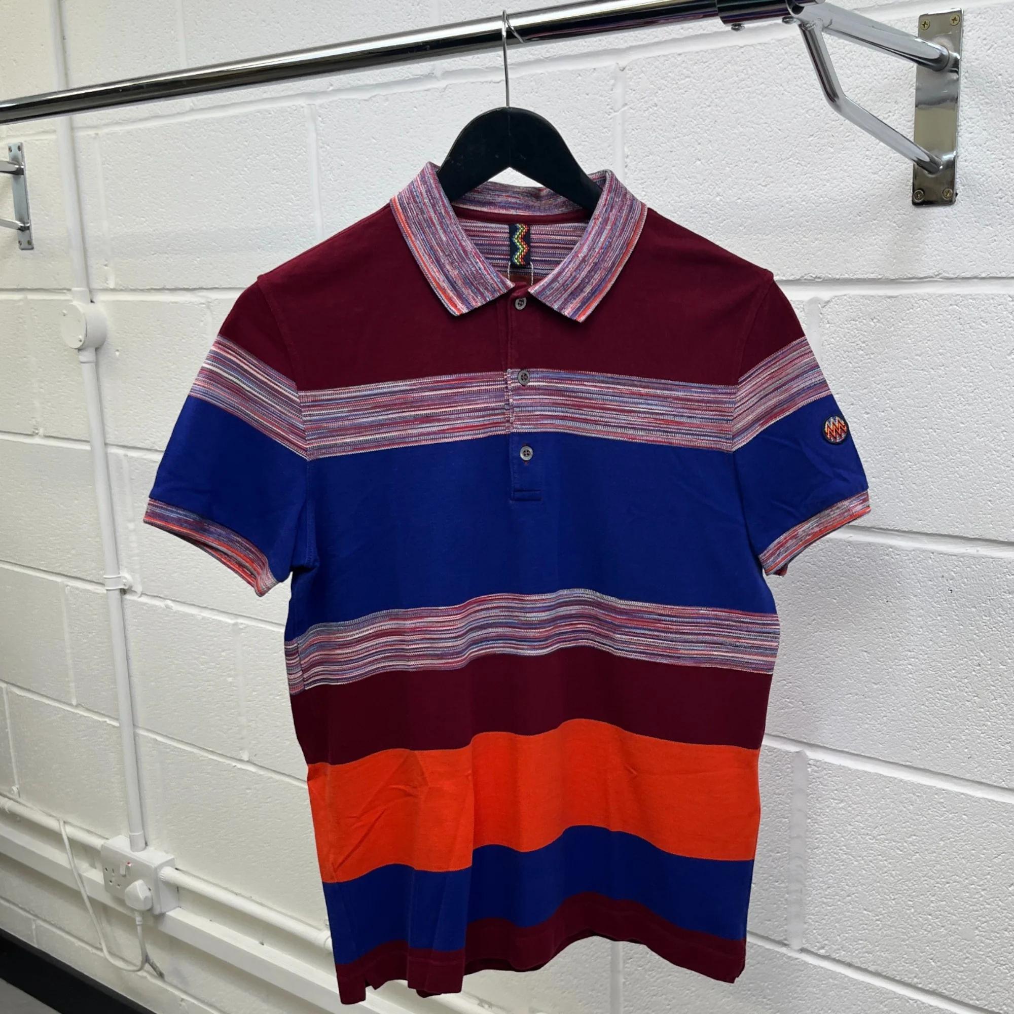 Men's Striped Block Polo Shirt Multi-Coloured Size S - Image 10