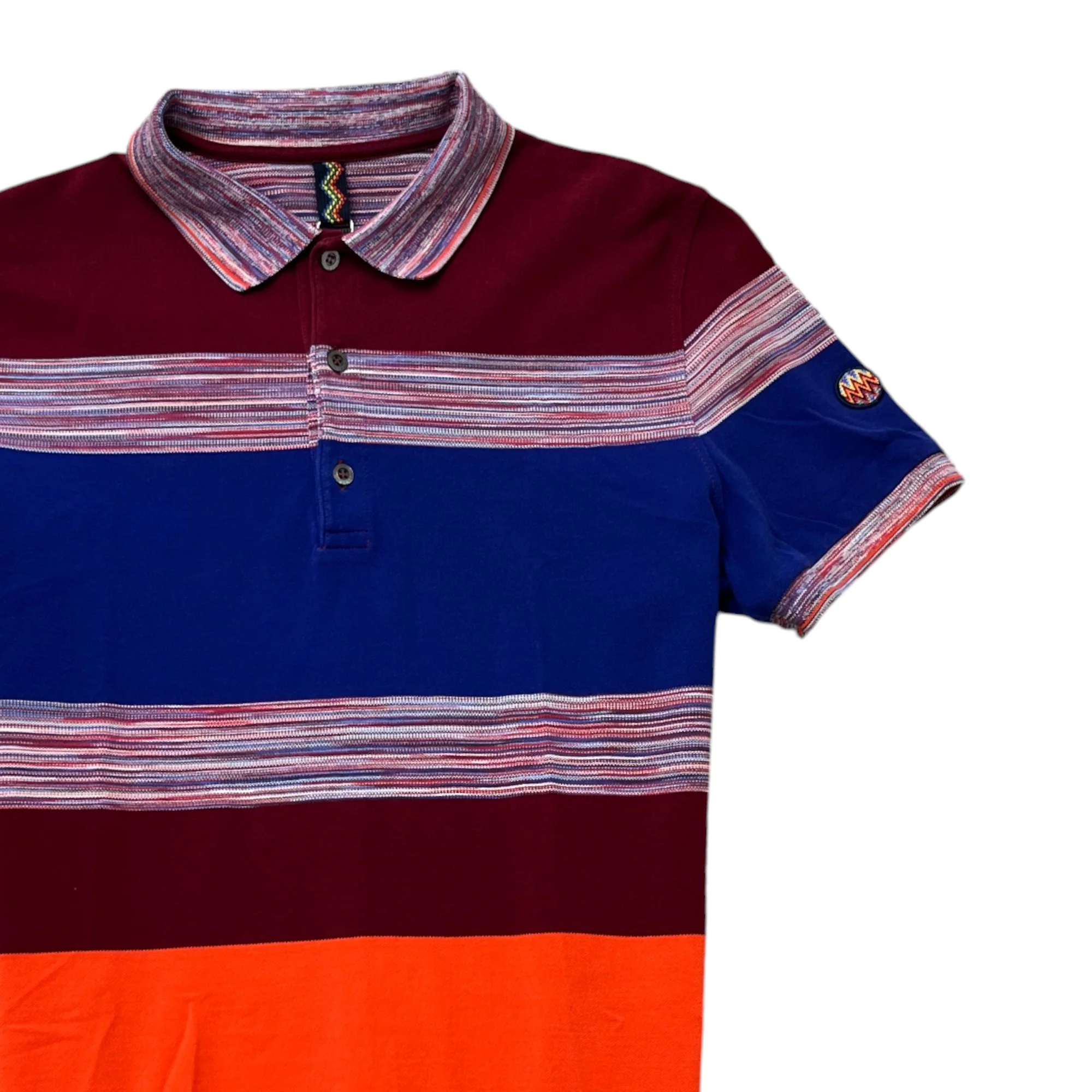Men's Striped Block Polo Shirt Multi-Coloured Size S - Image 3