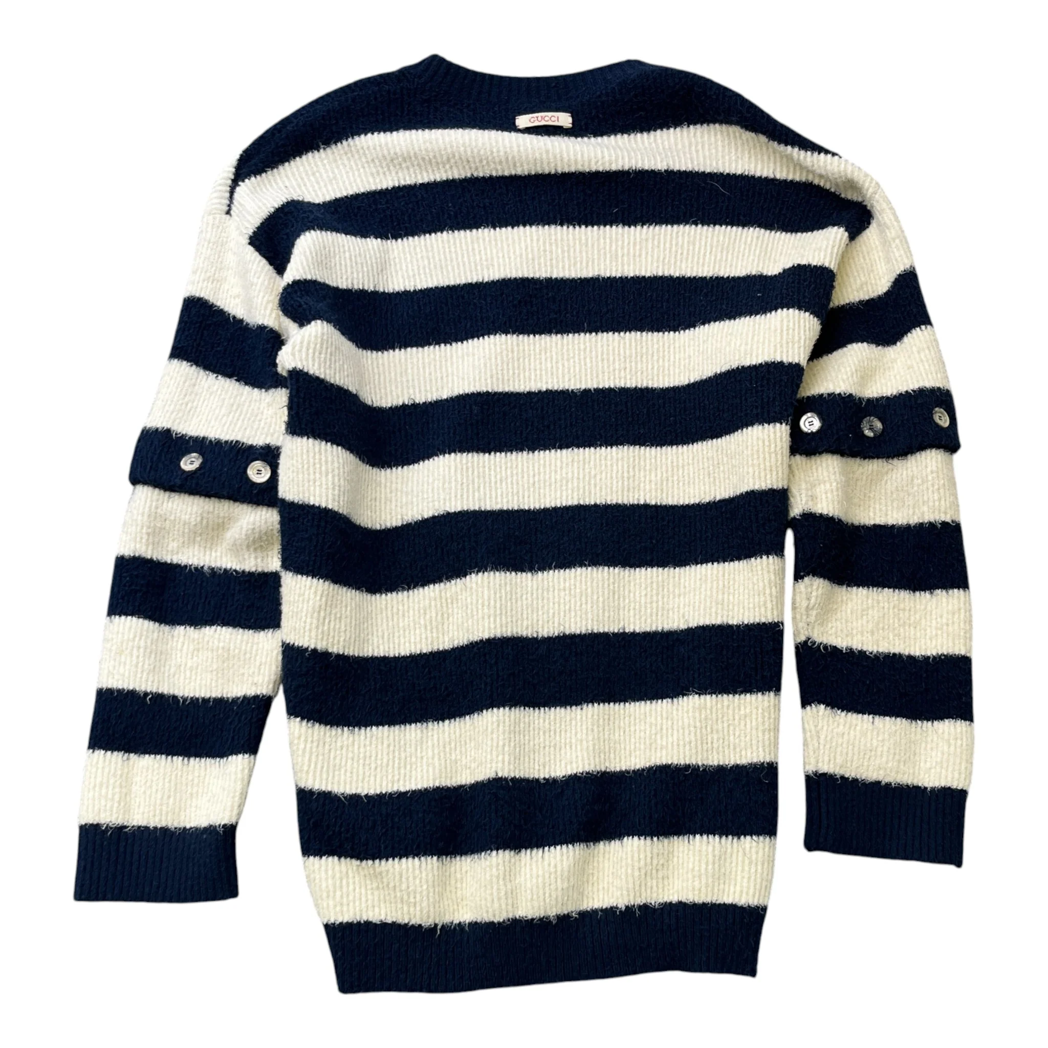 Men's Striped Brushed Jumper Beige Size S - Image 2