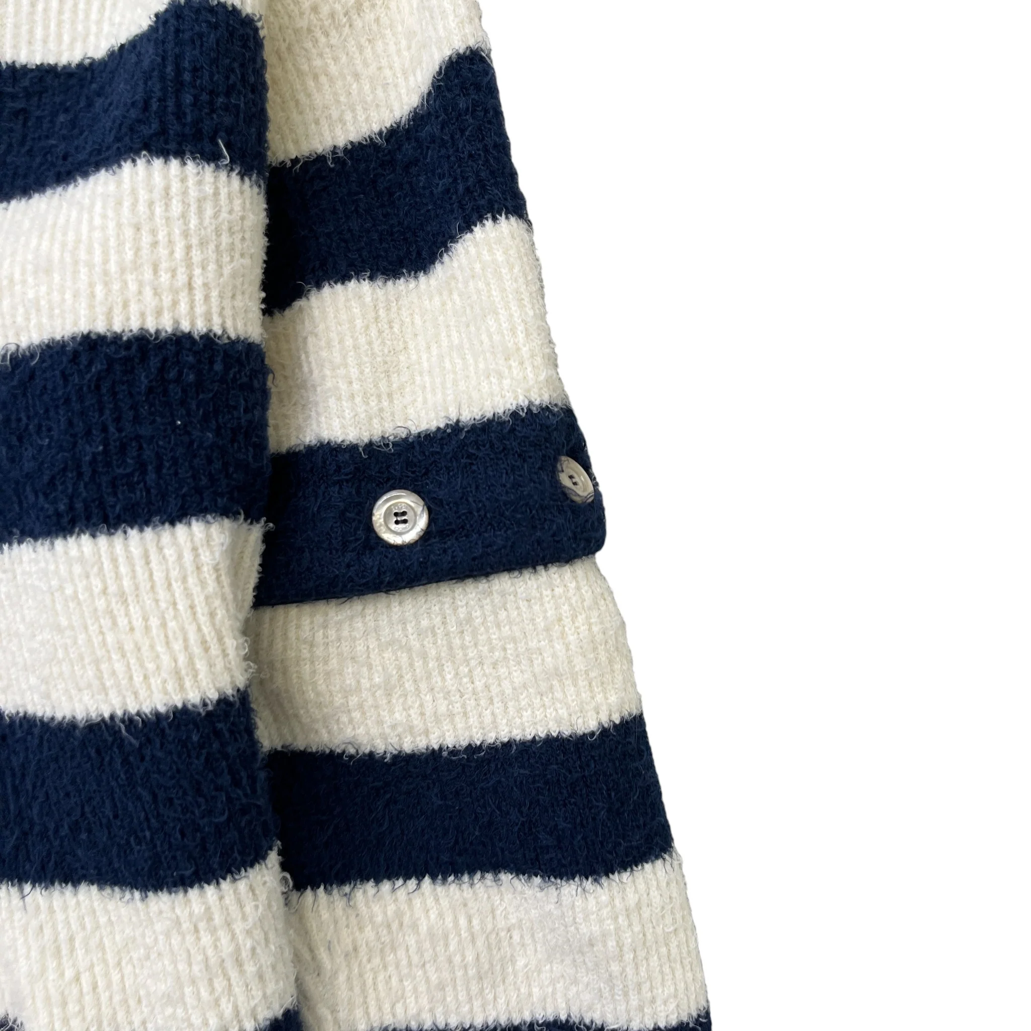 Men's Striped Brushed Jumper Beige Size S - Image 5