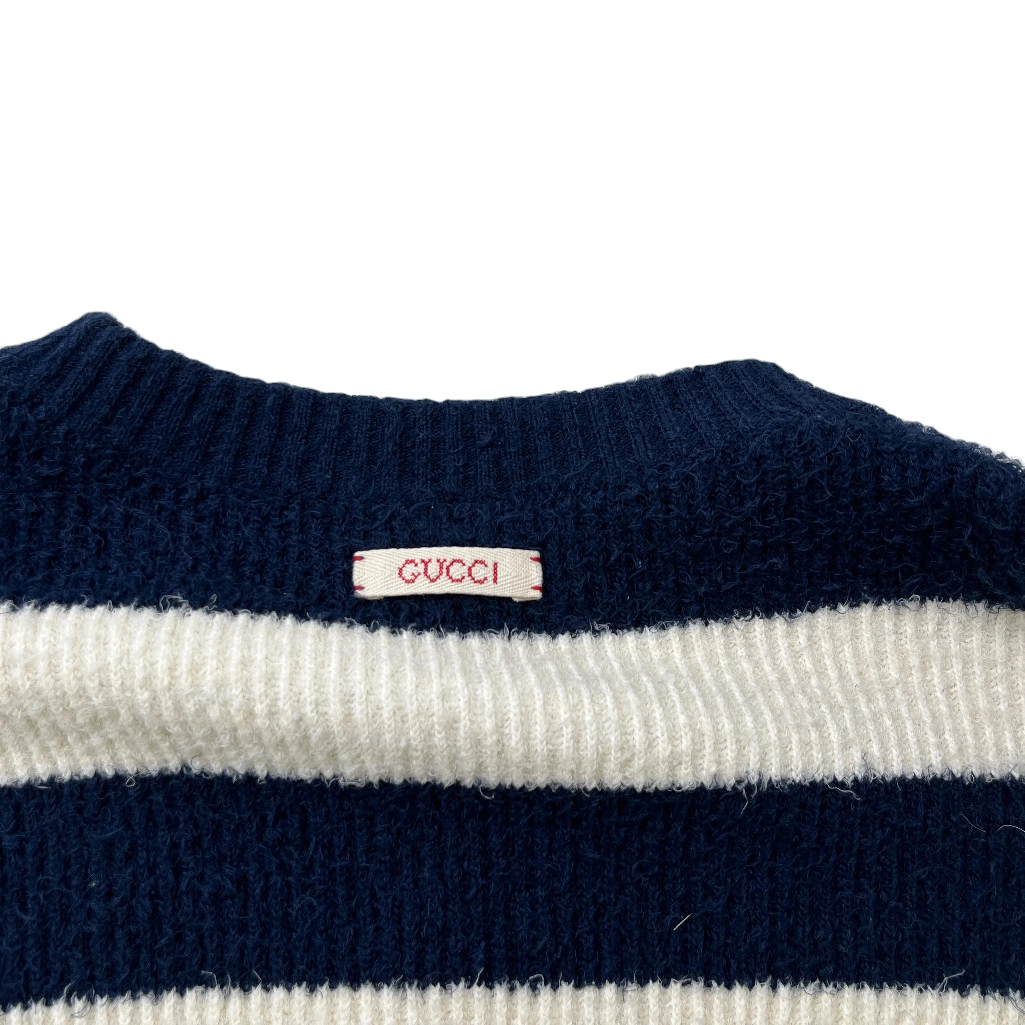 Men's Striped Brushed Jumper Beige Size S - Image 7