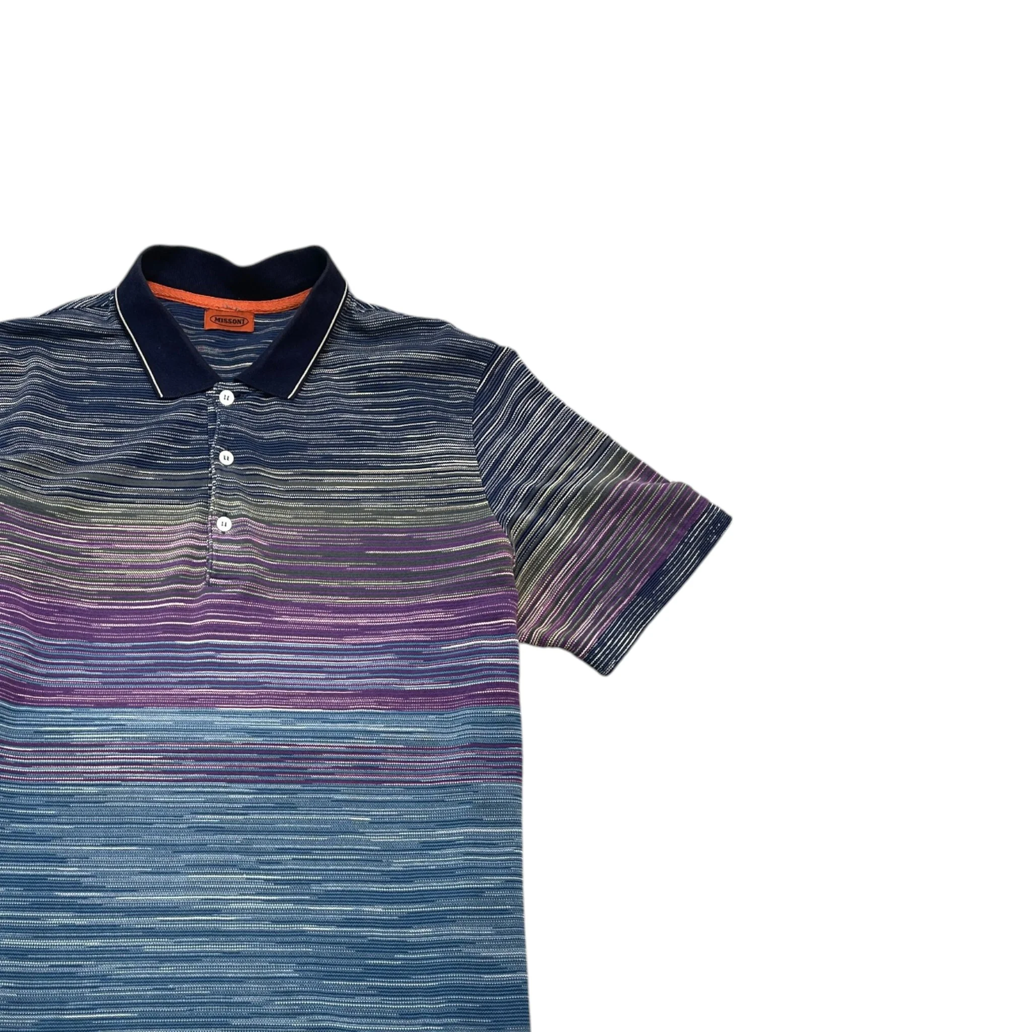 Men's Striped Polo Shirt Blue Size XL - Image 3