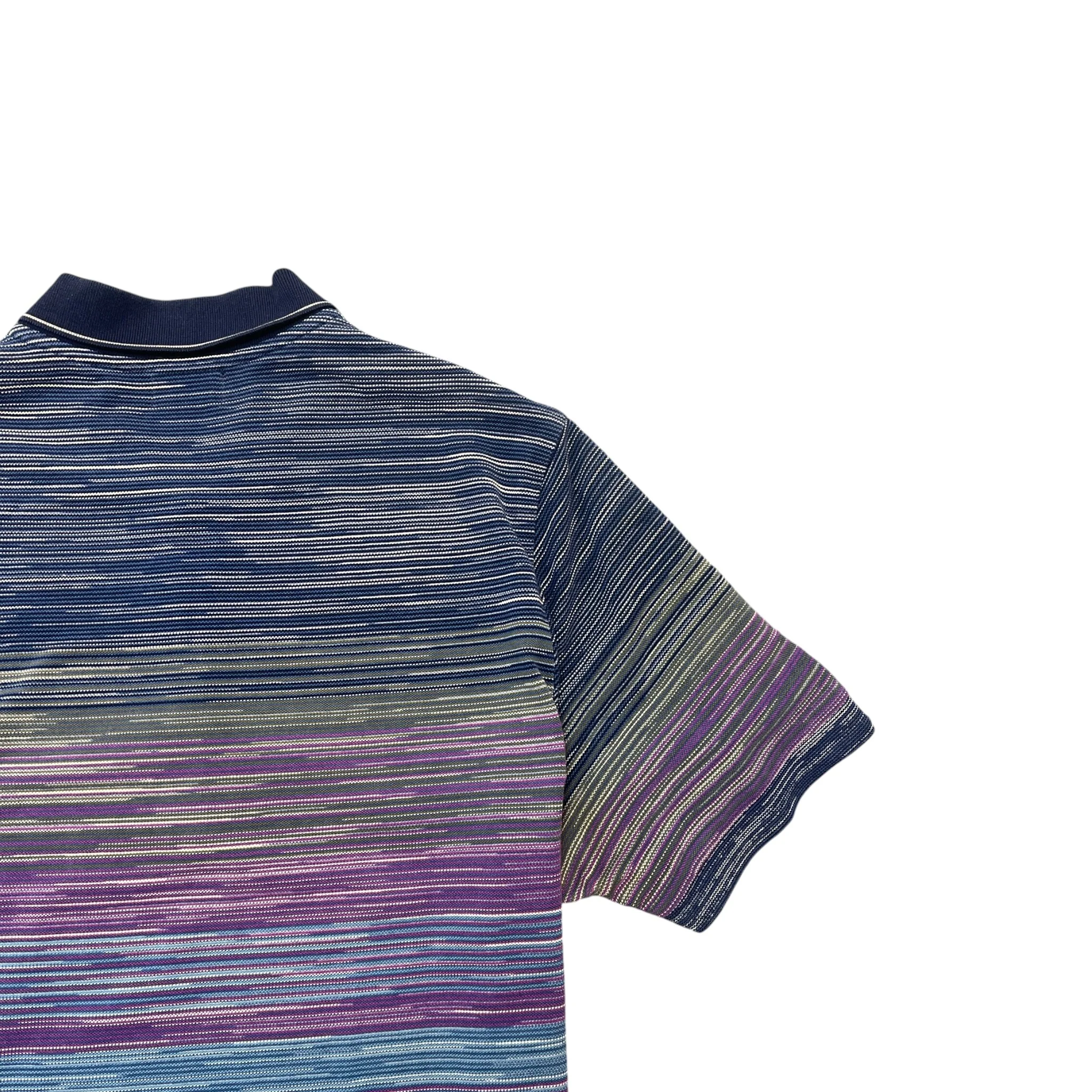 Men's Striped Polo Shirt Blue Size XL - Image 4
