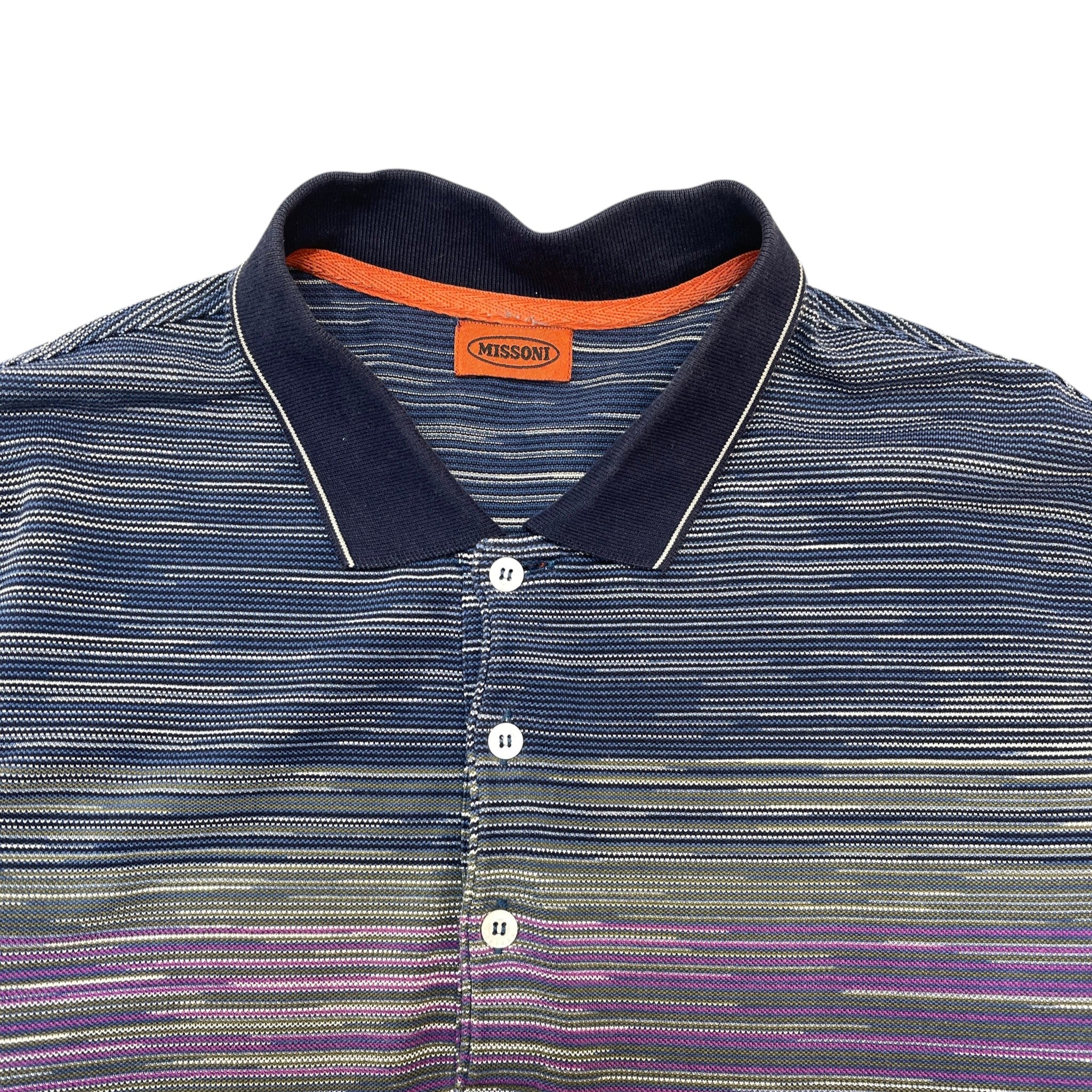 Men's Striped Polo Shirt Blue Size XL - Image 6