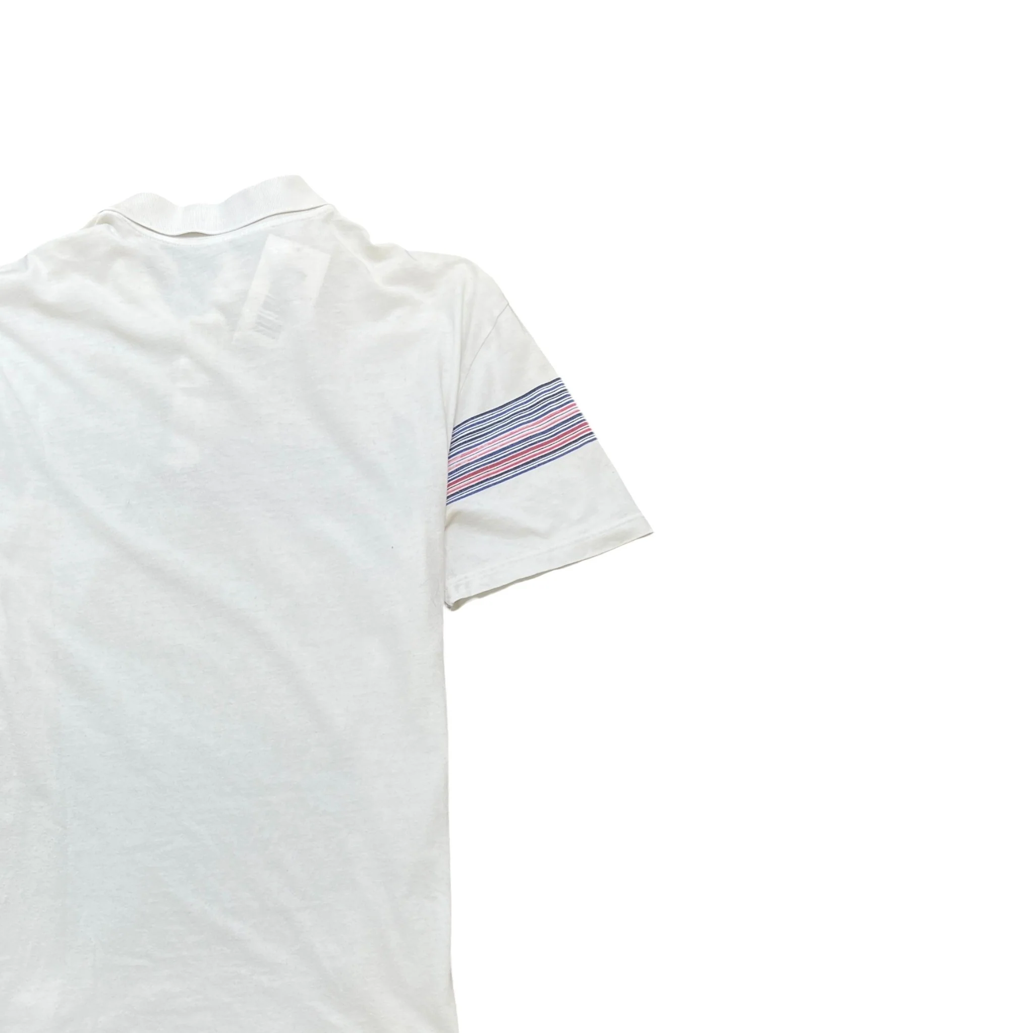 Men's Striped Polo Shirt White Size L - Image 4