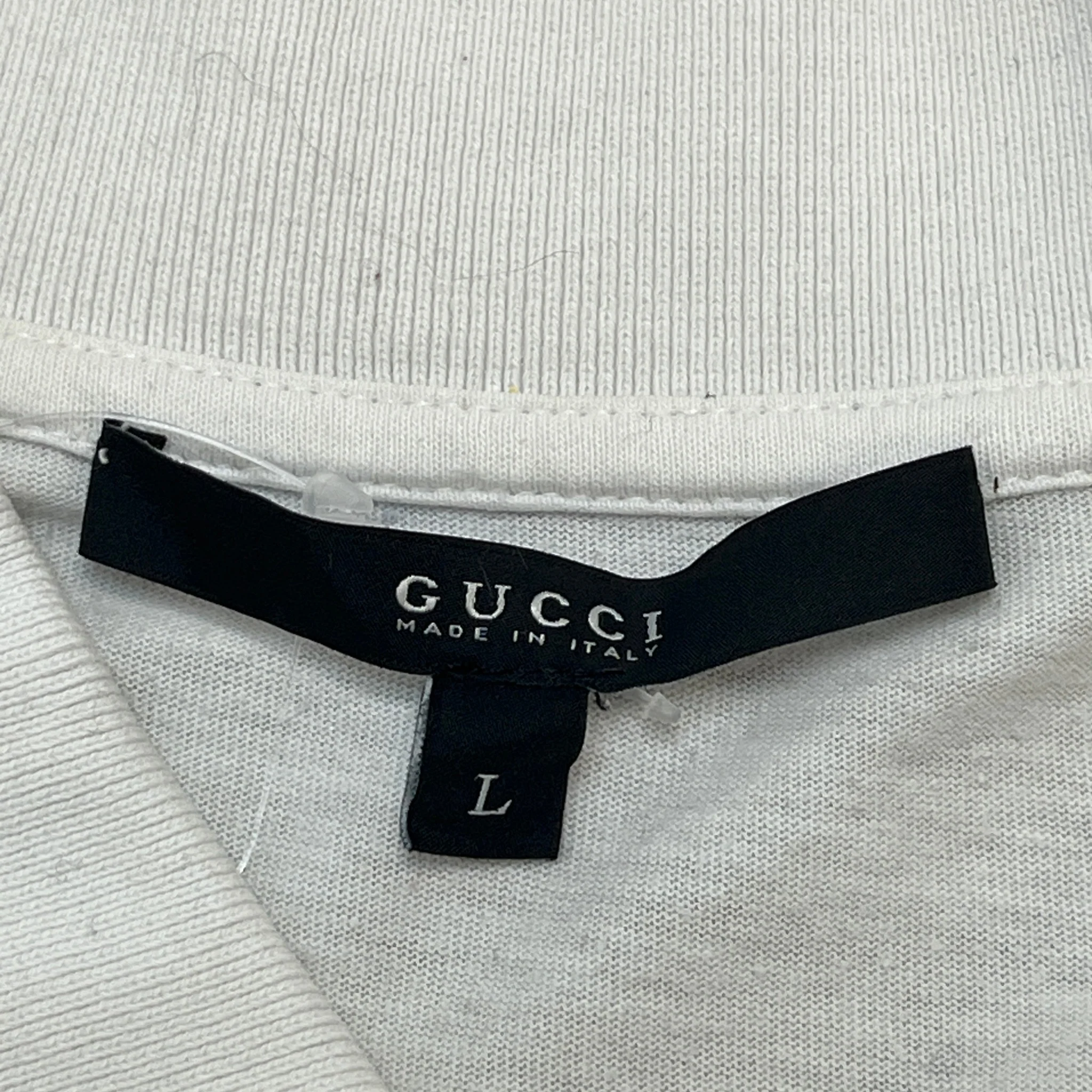 Men's Striped Polo Shirt White Size L - Image 5