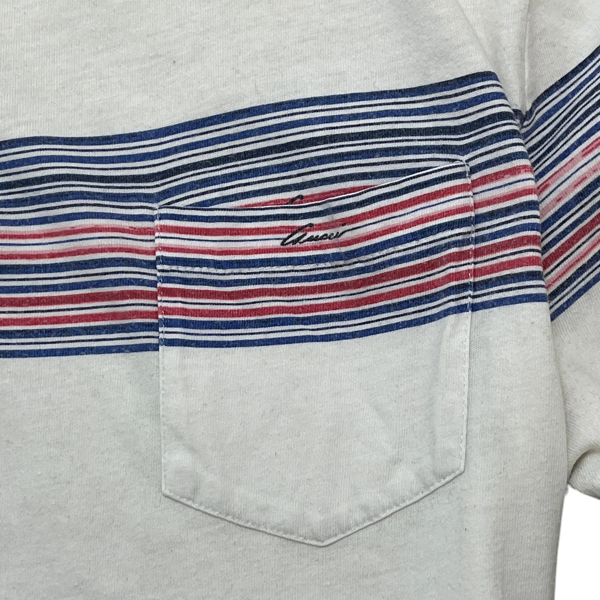 Men's Striped Polo Shirt White Size L - Image 6