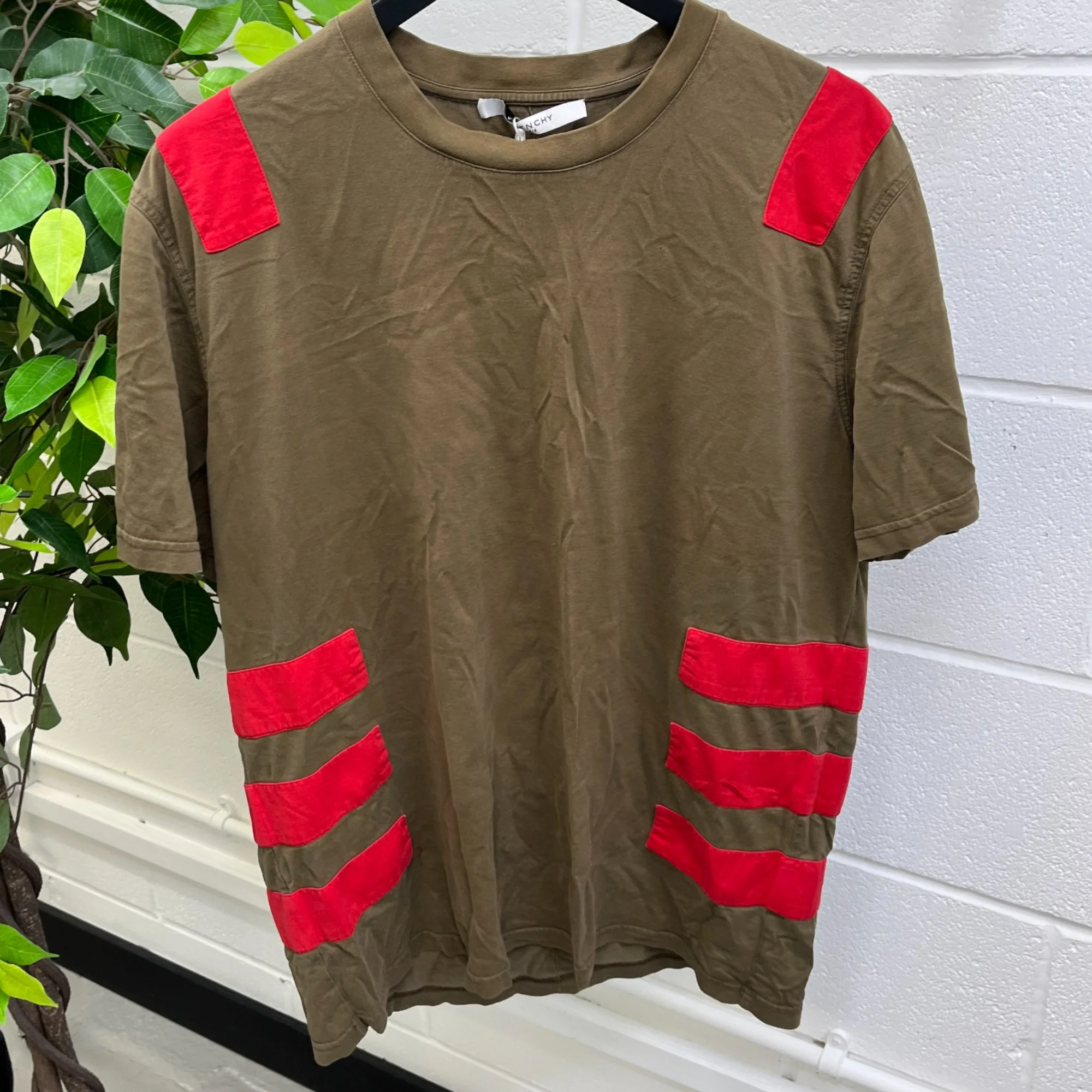 Men's Striped T-Shirt Khaki Size XXL - Image 7