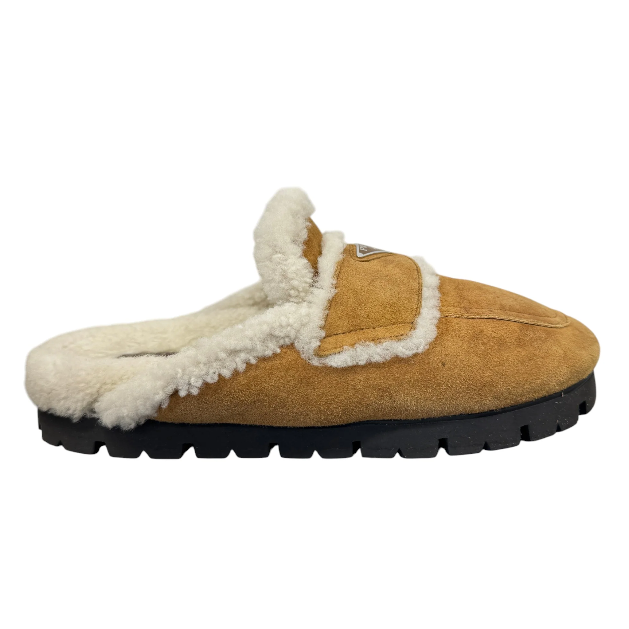 Men's Suede Shearling-Lined Mules Beige Size EU 45 / UK 11