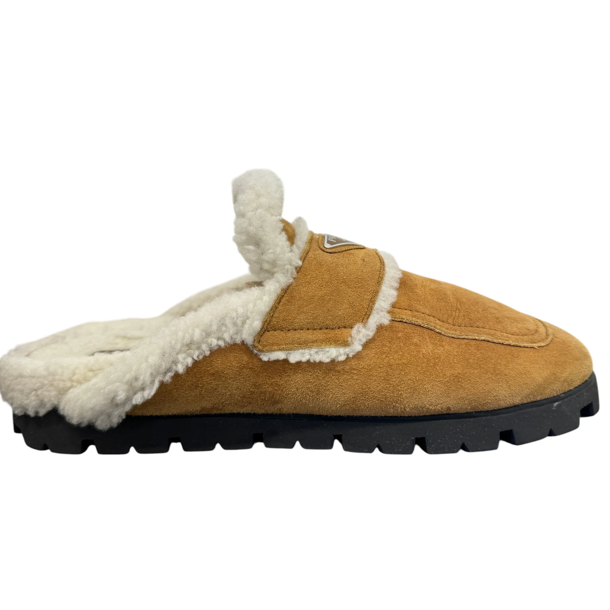 Men's Suede Shearling-Lined Mules Beige Size EU 45 / UK 11 - Image 5