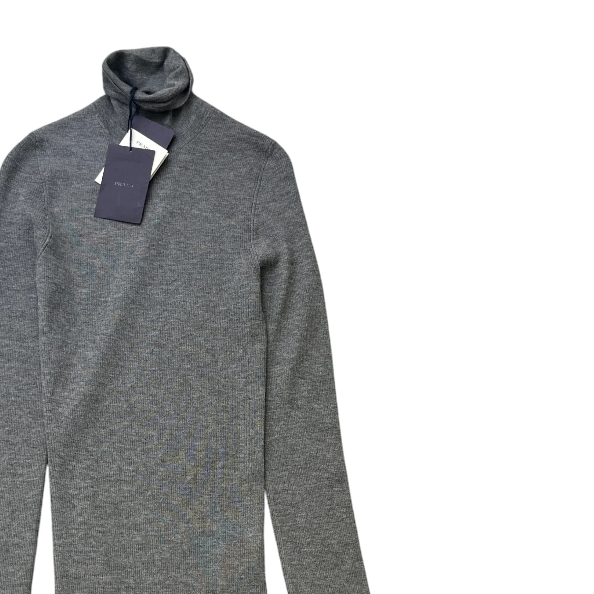 Men's Superfine Cashmere Embroidered Logo Turtleneck Jumper Grey Size IT 52 / UK XL - Image 3