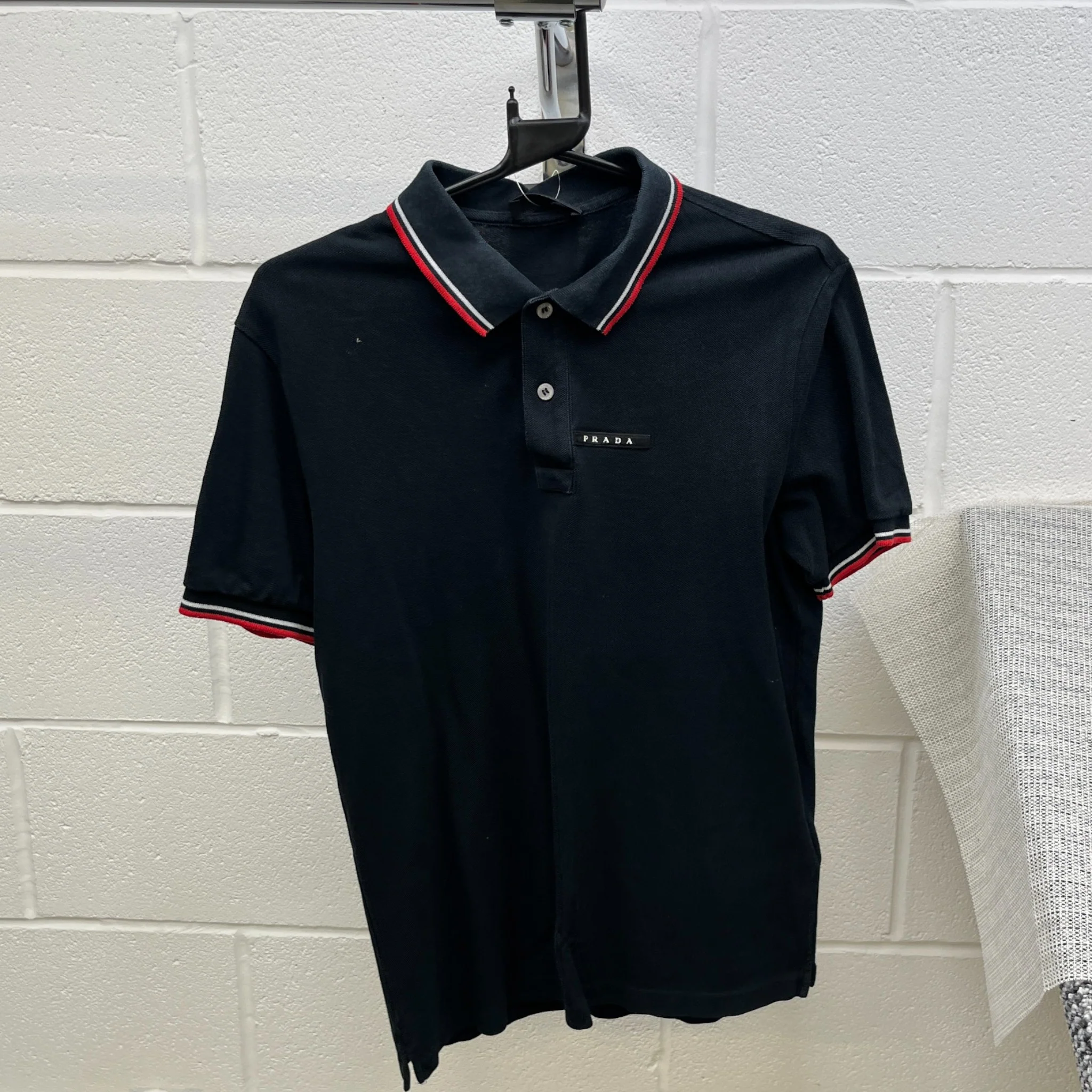 Men's Tab Logo Polo Shirt Black Size L - Image 8