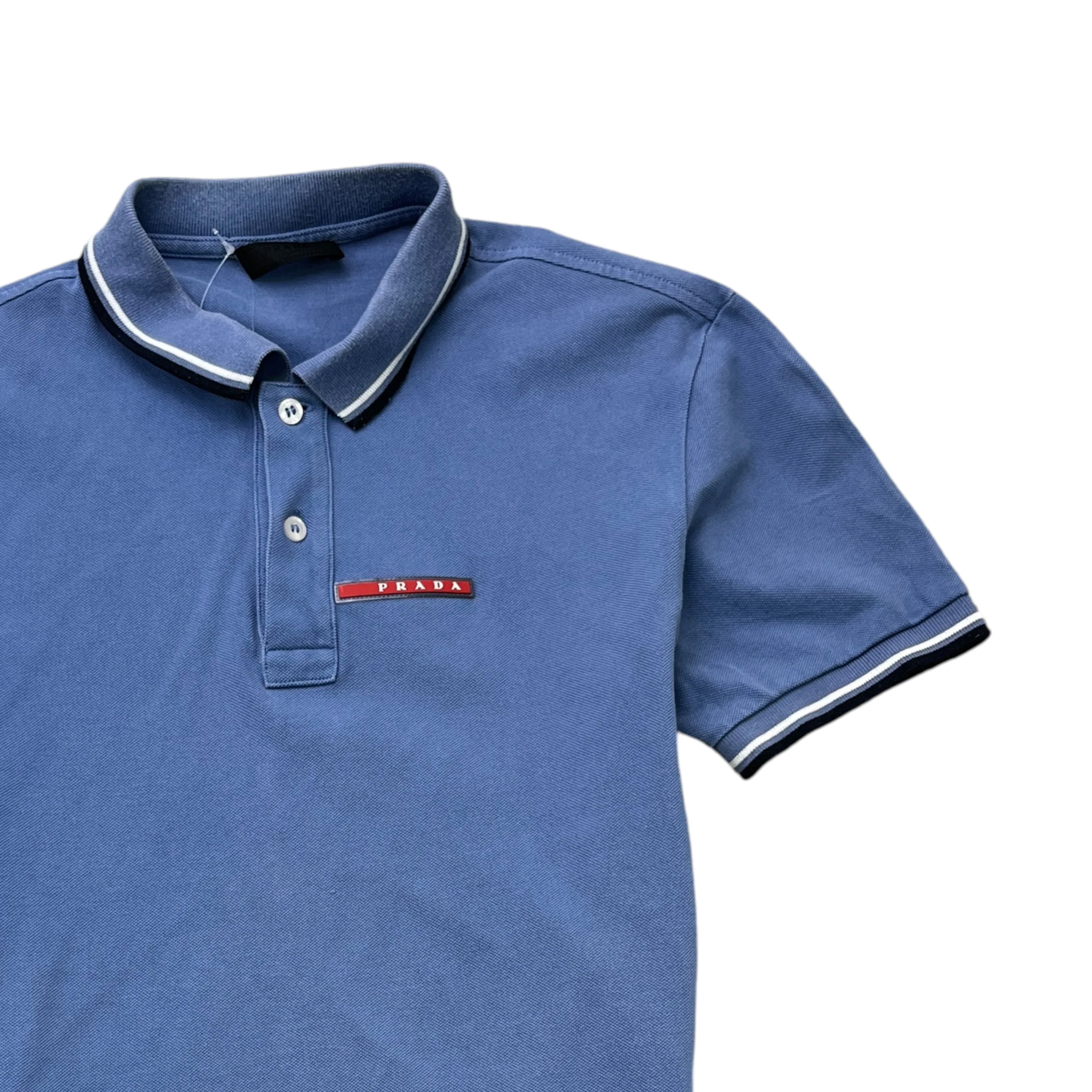 Men's Tab Logo Polo Shirt Blue Size M - Image 3