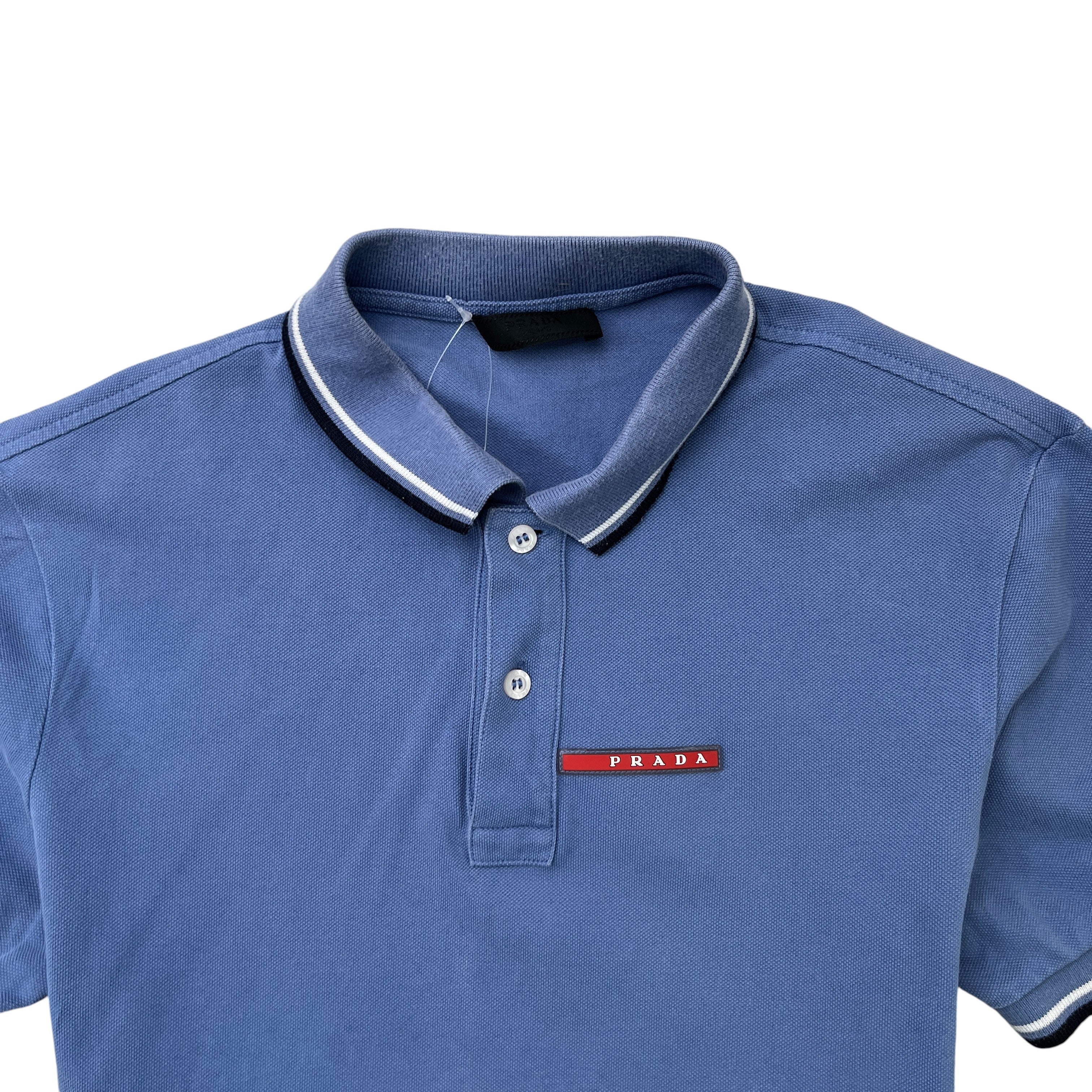 Men's Tab Logo Polo Shirt Blue Size M - Image 5