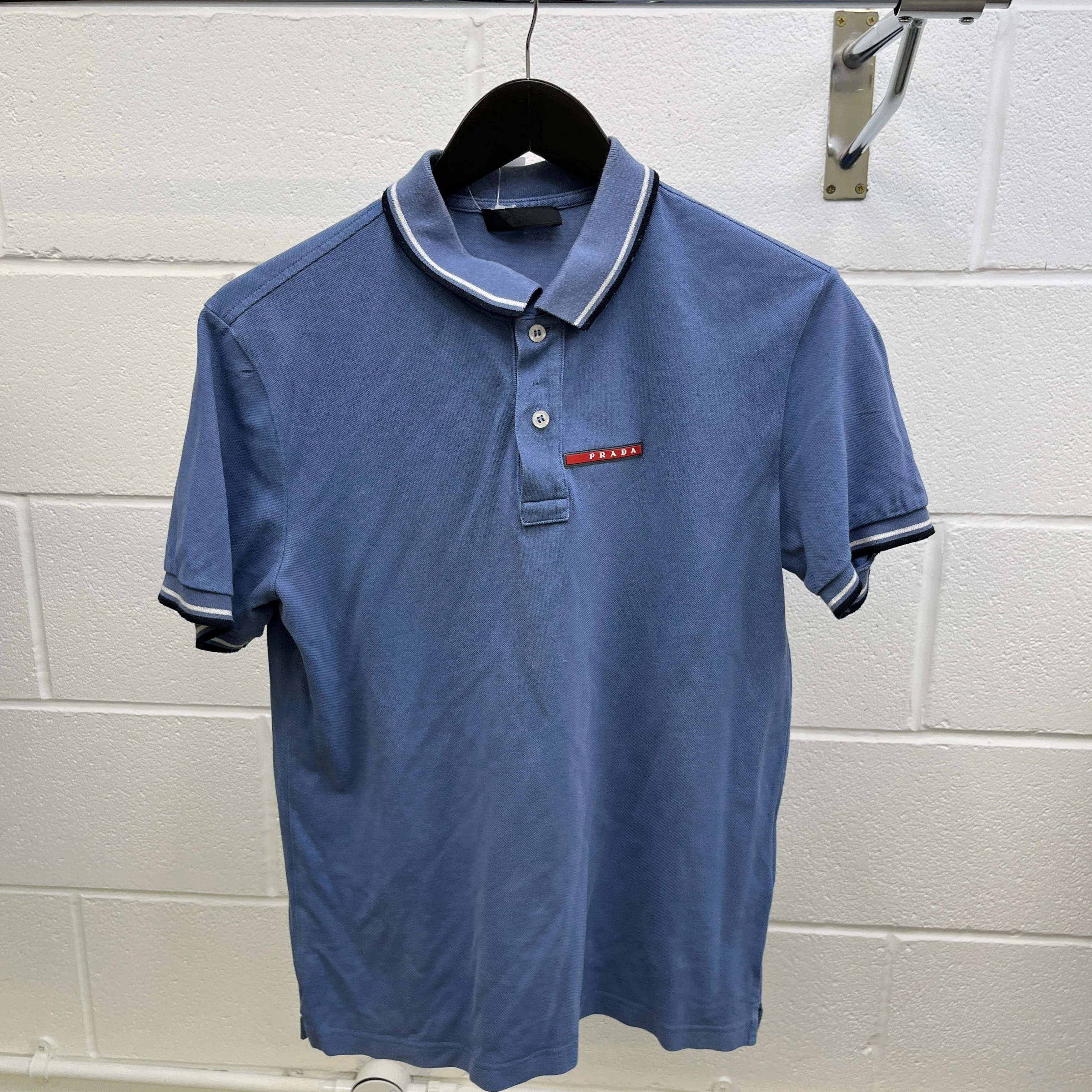 Men's Tab Logo Polo Shirt Blue Size M - Image 8