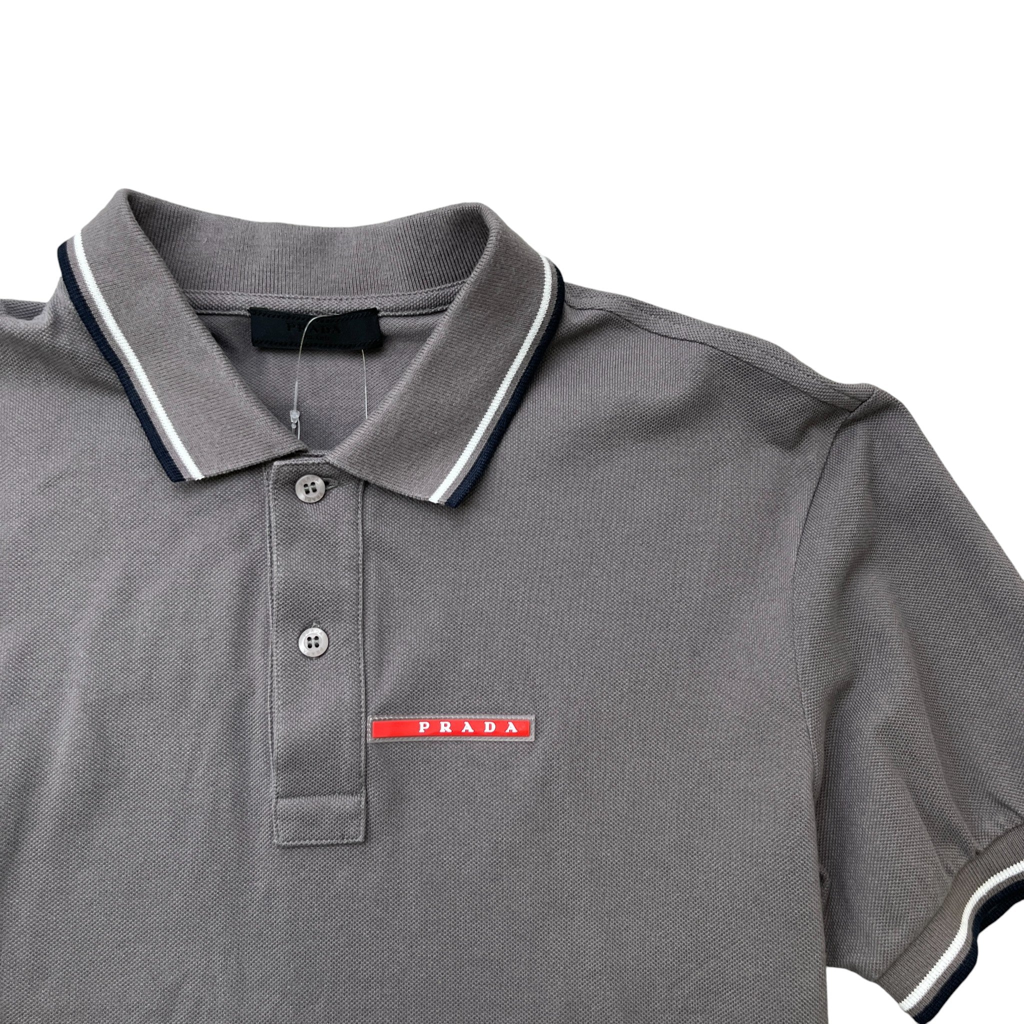 Men's Tab Logo Polo Shirt Grey Size M - Image 5