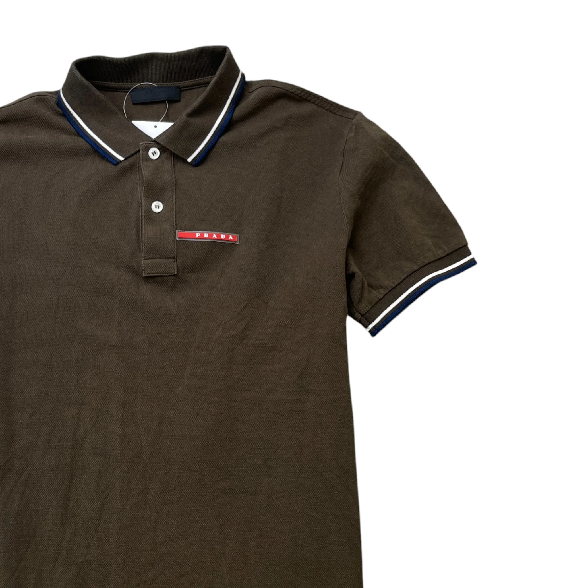 Men's Tab Logo Polo Shirt Khaki Size L - Image 3
