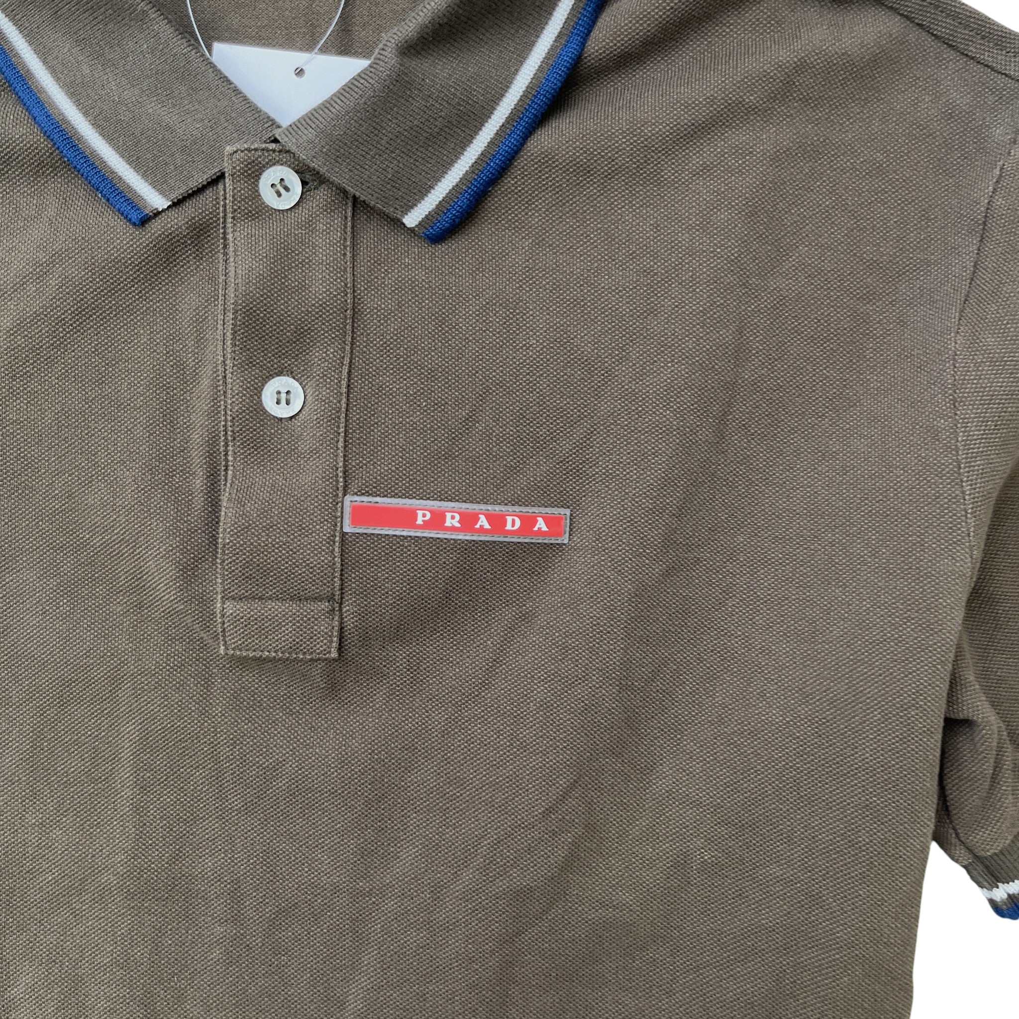 Men's Tab Logo Polo Shirt Khaki Size L - Image 5