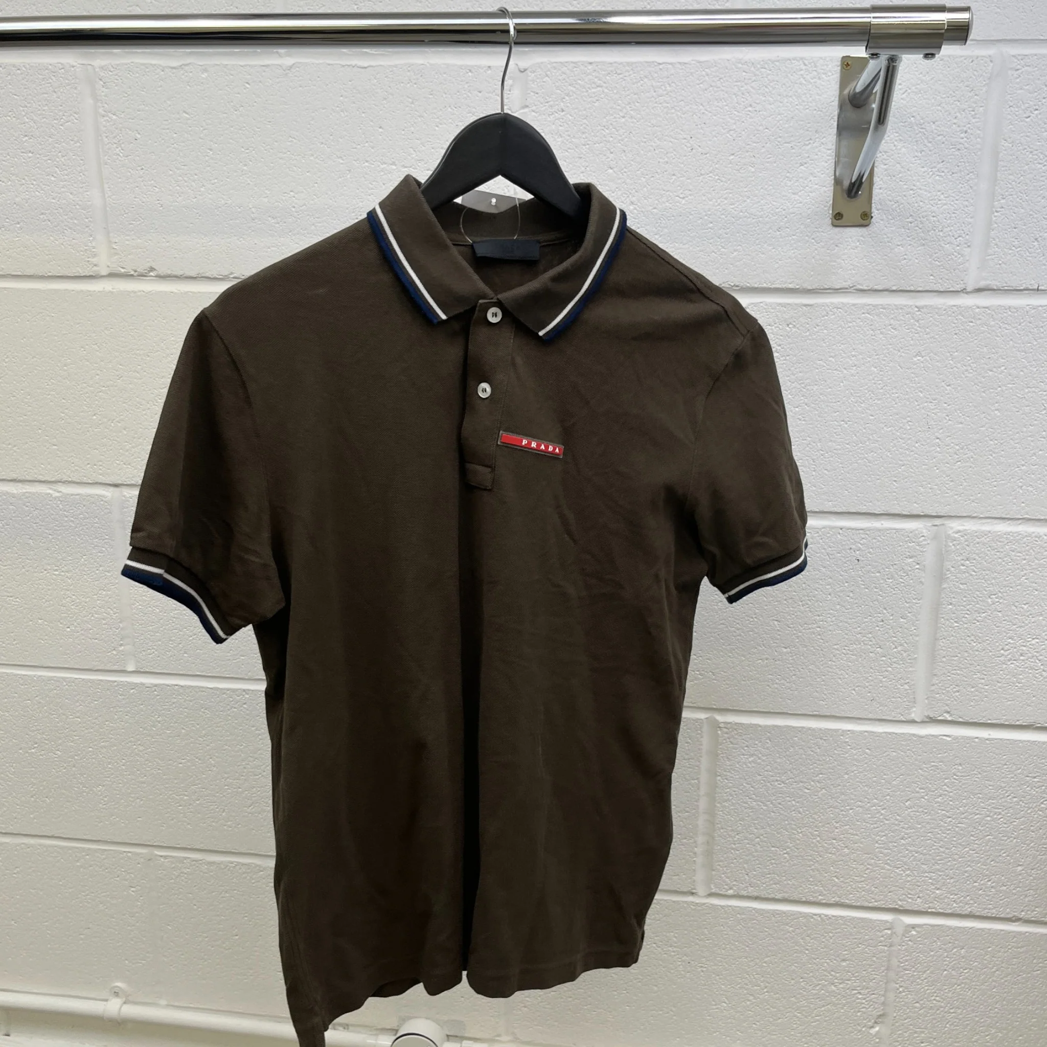 Men's Tab Logo Polo Shirt Khaki Size L - Image 8