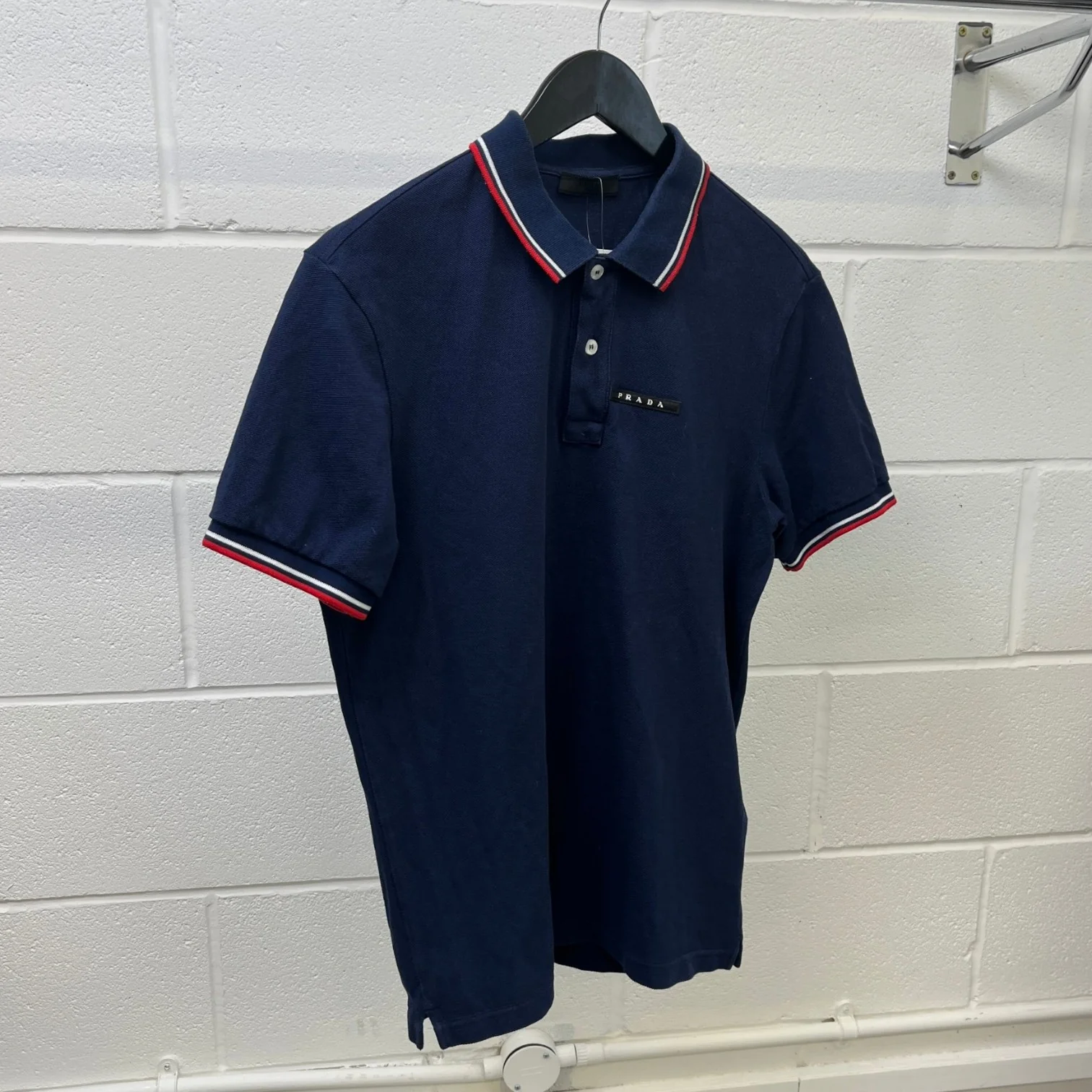 Men's Tab Logo Polo Shirt Navy Size L - Image 8