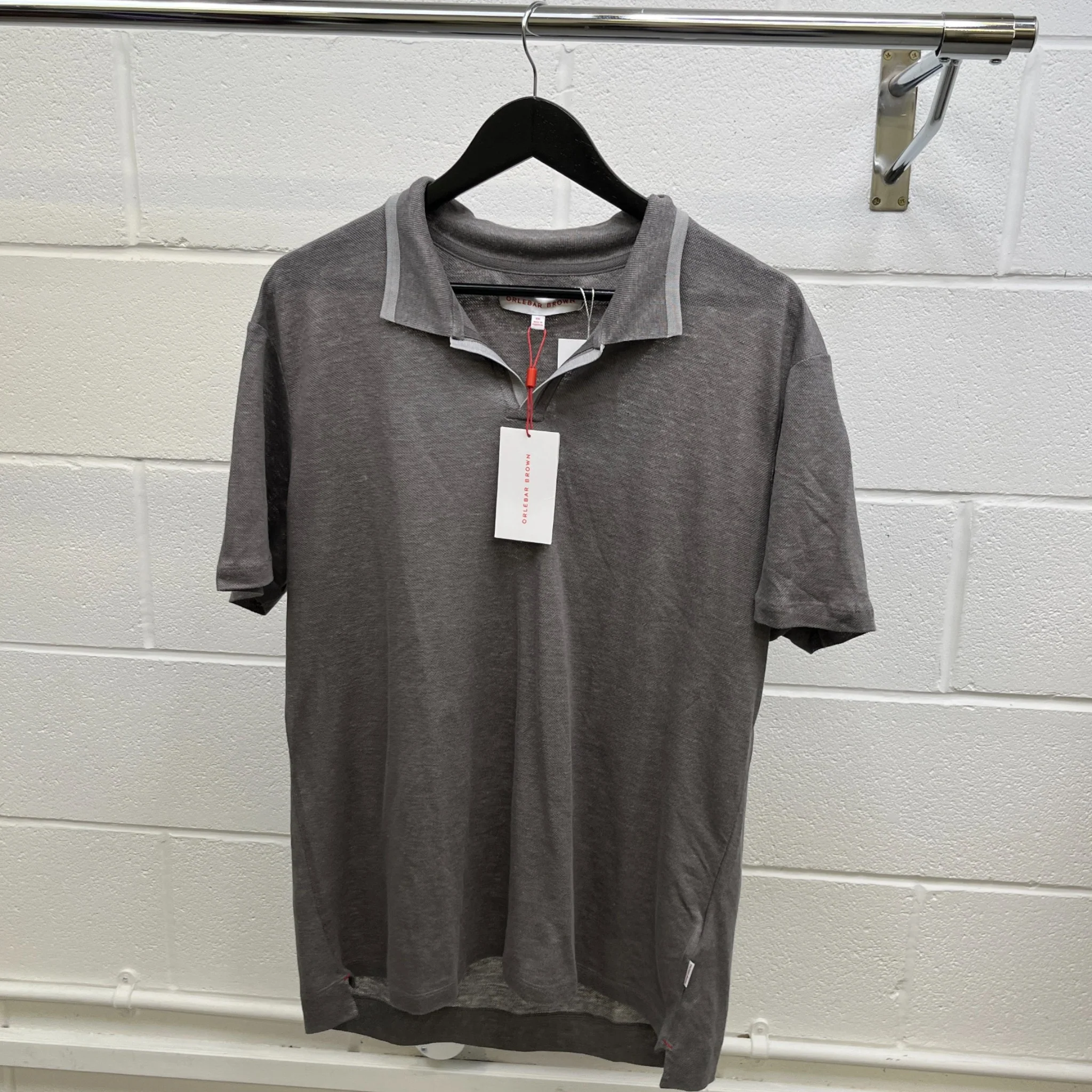 Men's Tag Logo Polo Shirt Grey Size XXL - Image 10