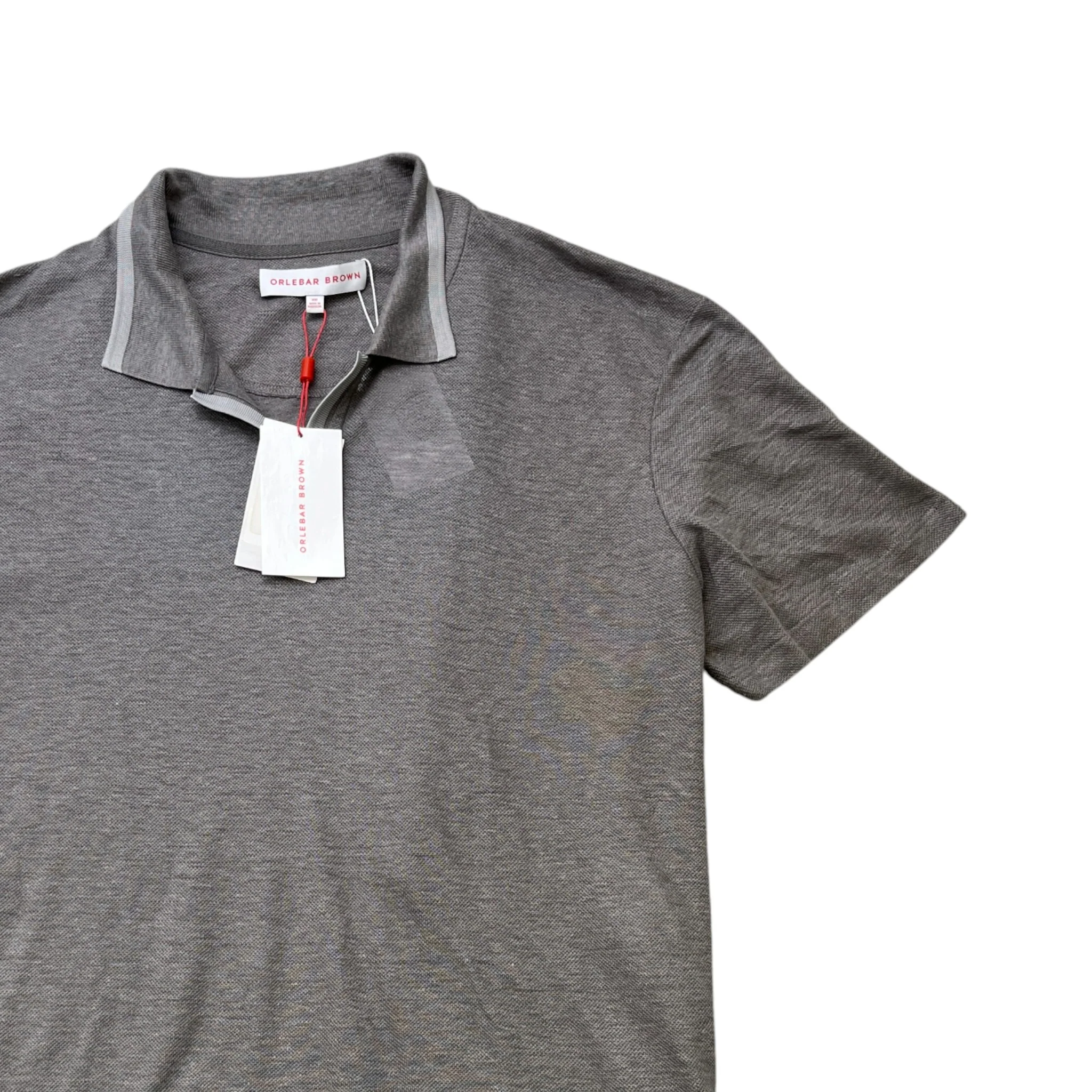 Men's Tag Logo Polo Shirt Grey Size XXL - Image 3