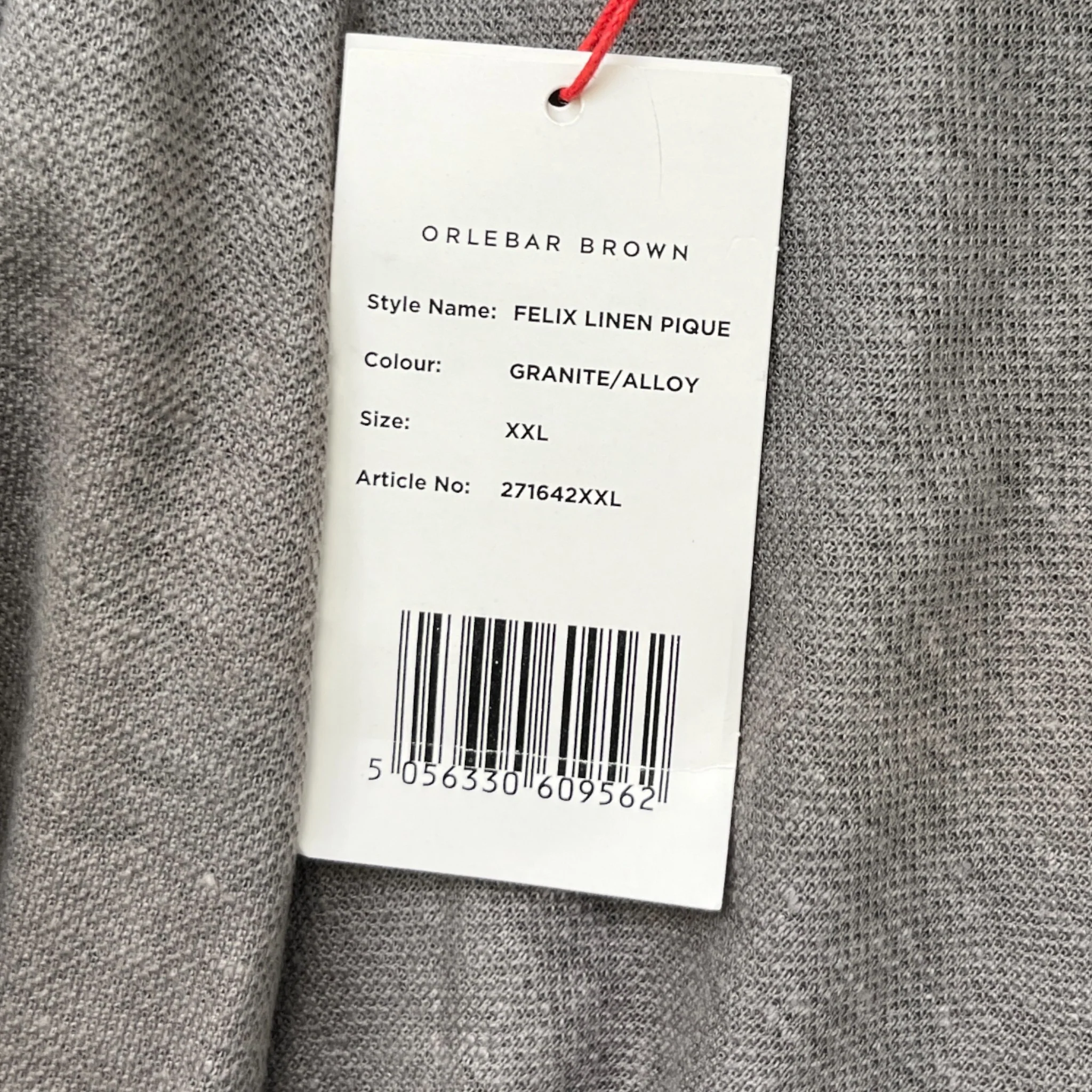 Men's Tag Logo Polo Shirt Grey Size XXL - Image 7