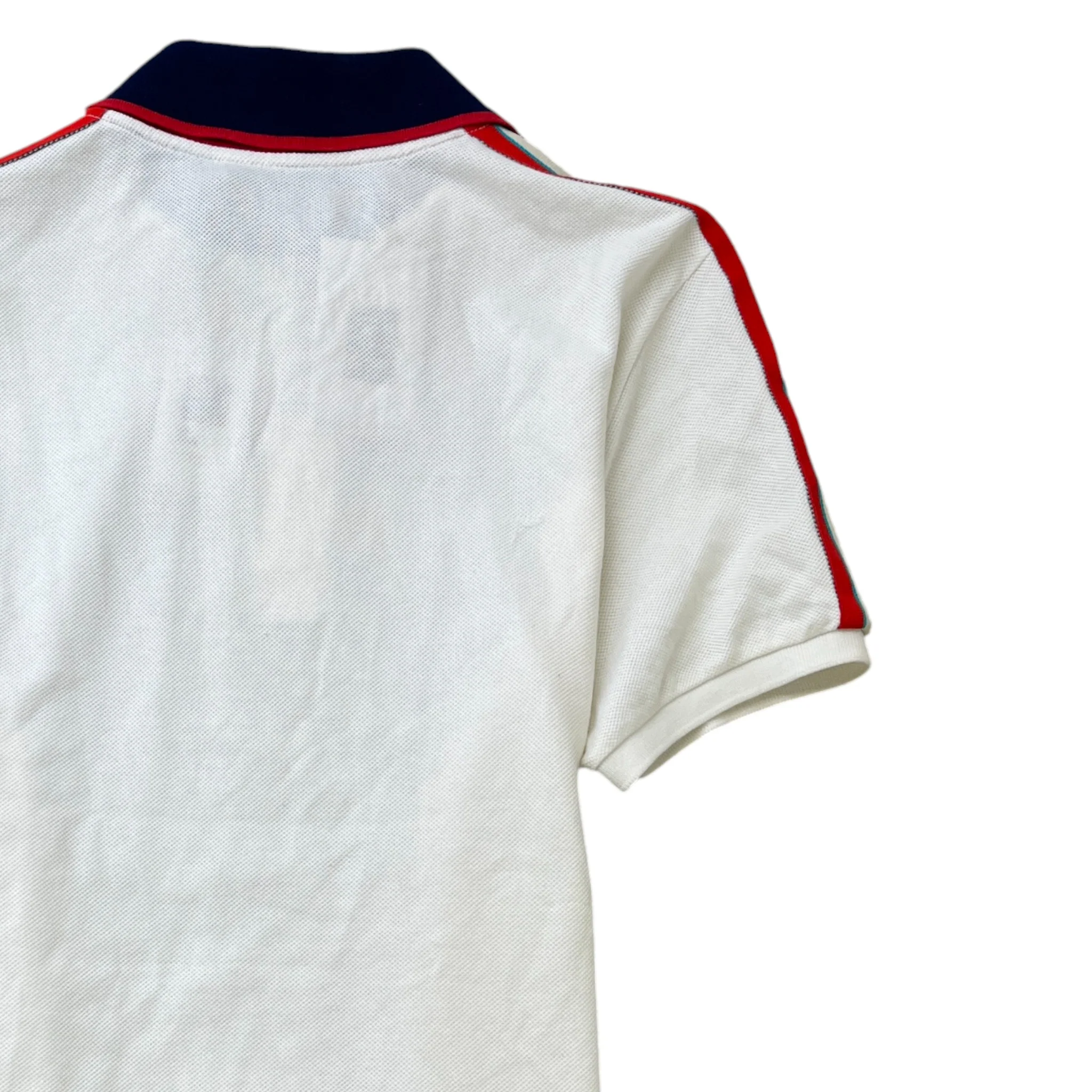 Men's Tape Logo Polo Shirt White Size M - Image 4
