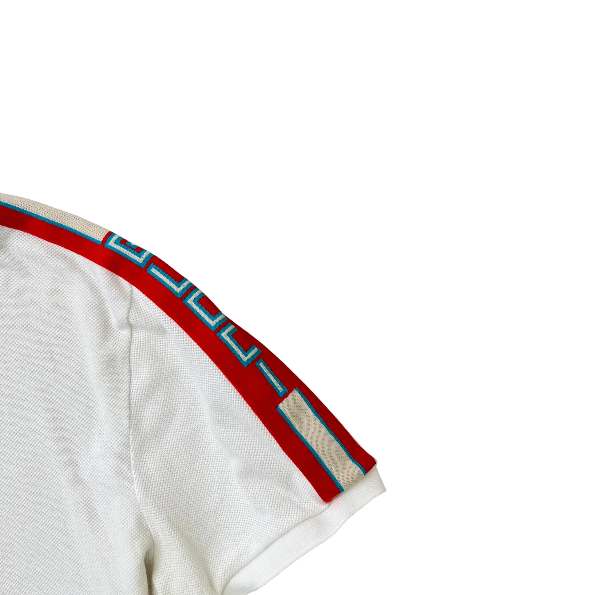 Men's Tape Logo Polo Shirt White Size M - Image 5