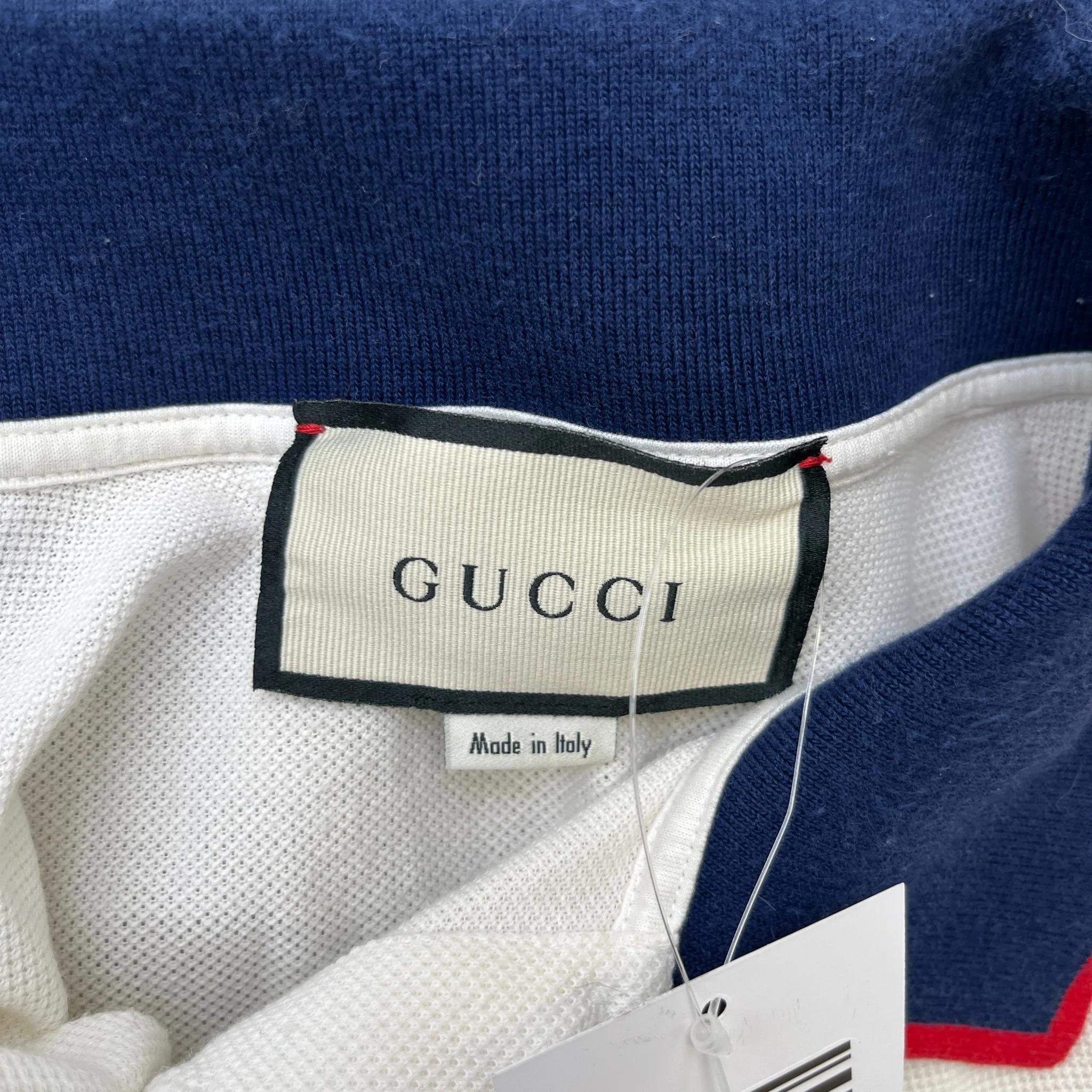 Men's Tape Logo Polo Shirt White Size M - Image 7