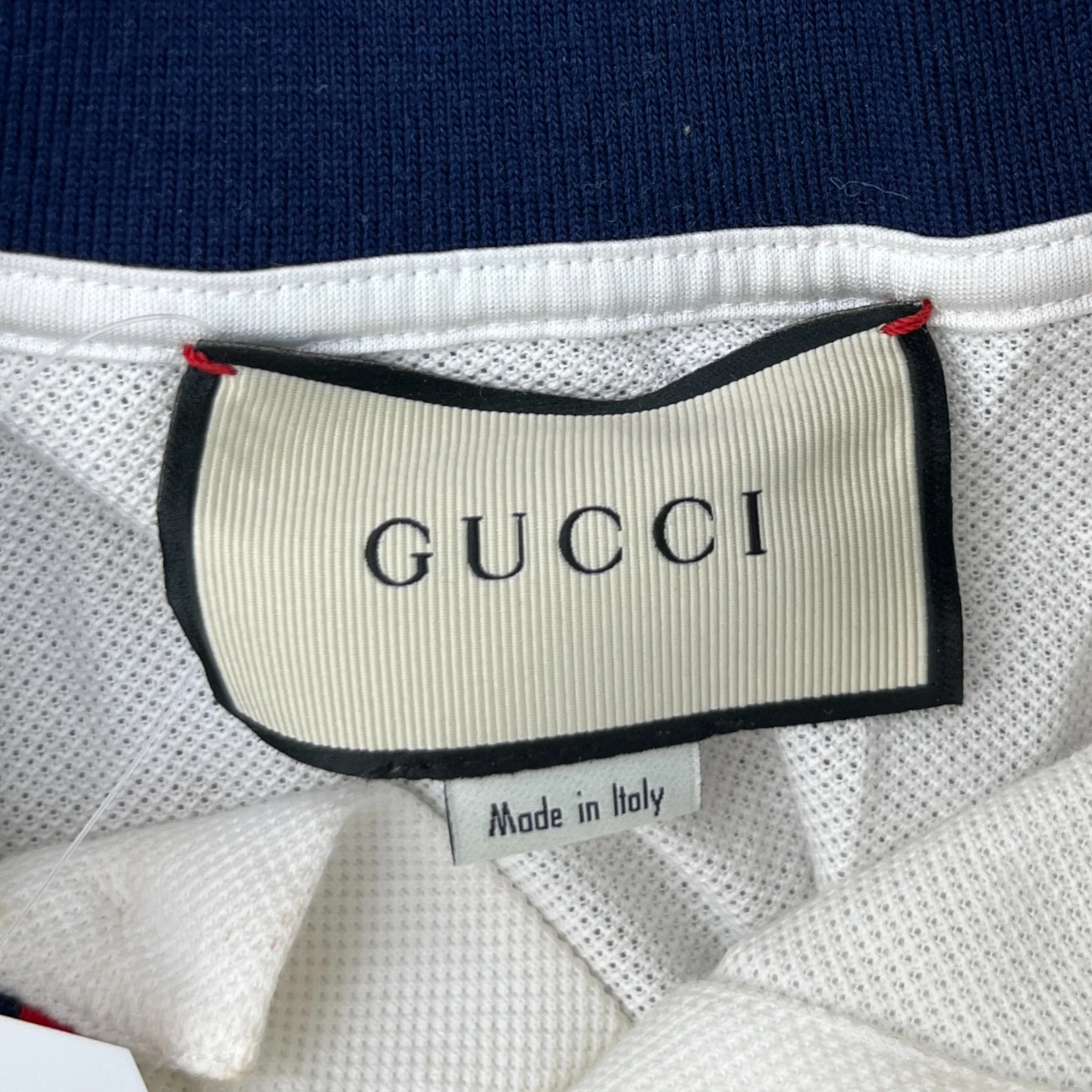 Men's Tape Logo Polo Shirt White Size S - Image 7