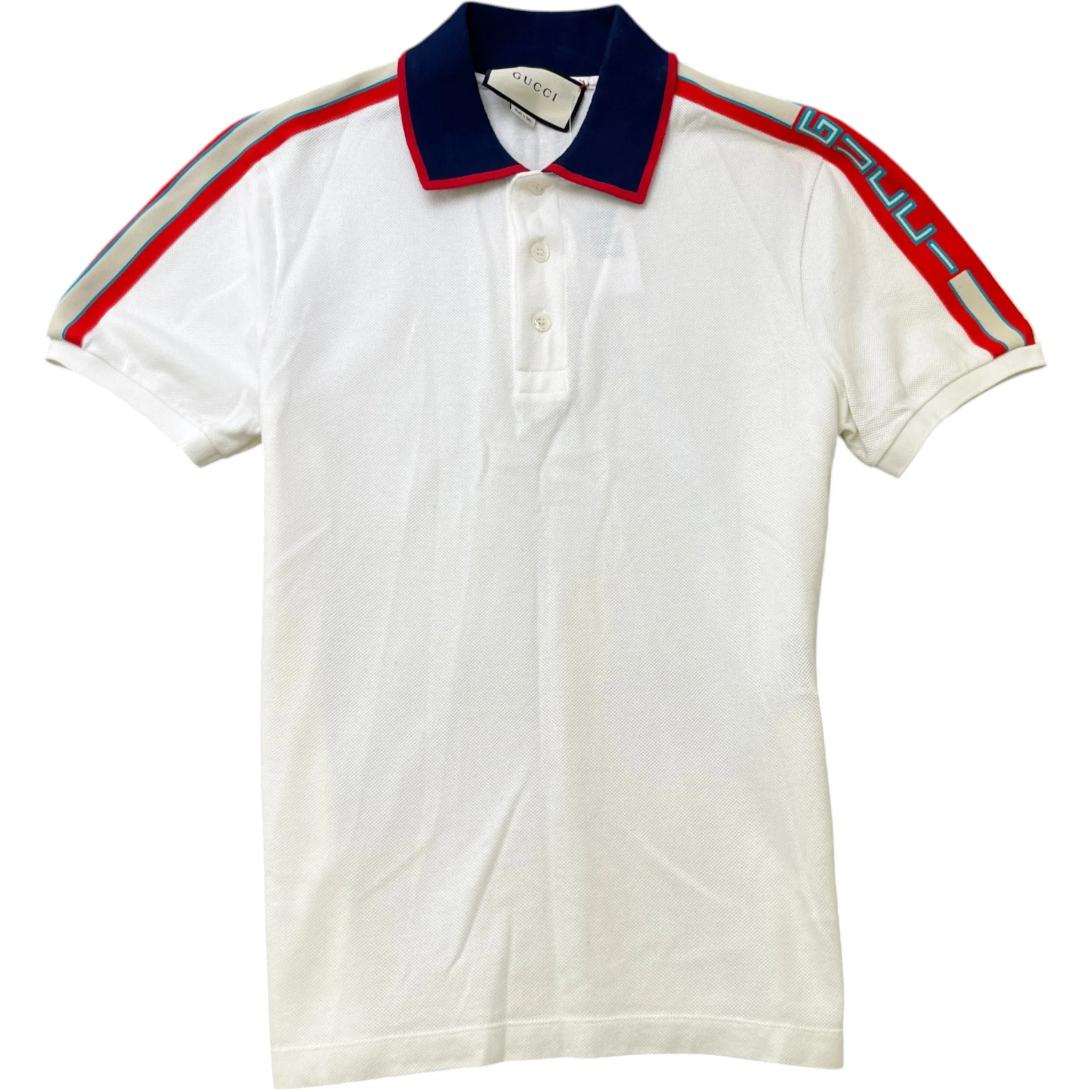 Men's Tape Logo Polo Shirt White Size S