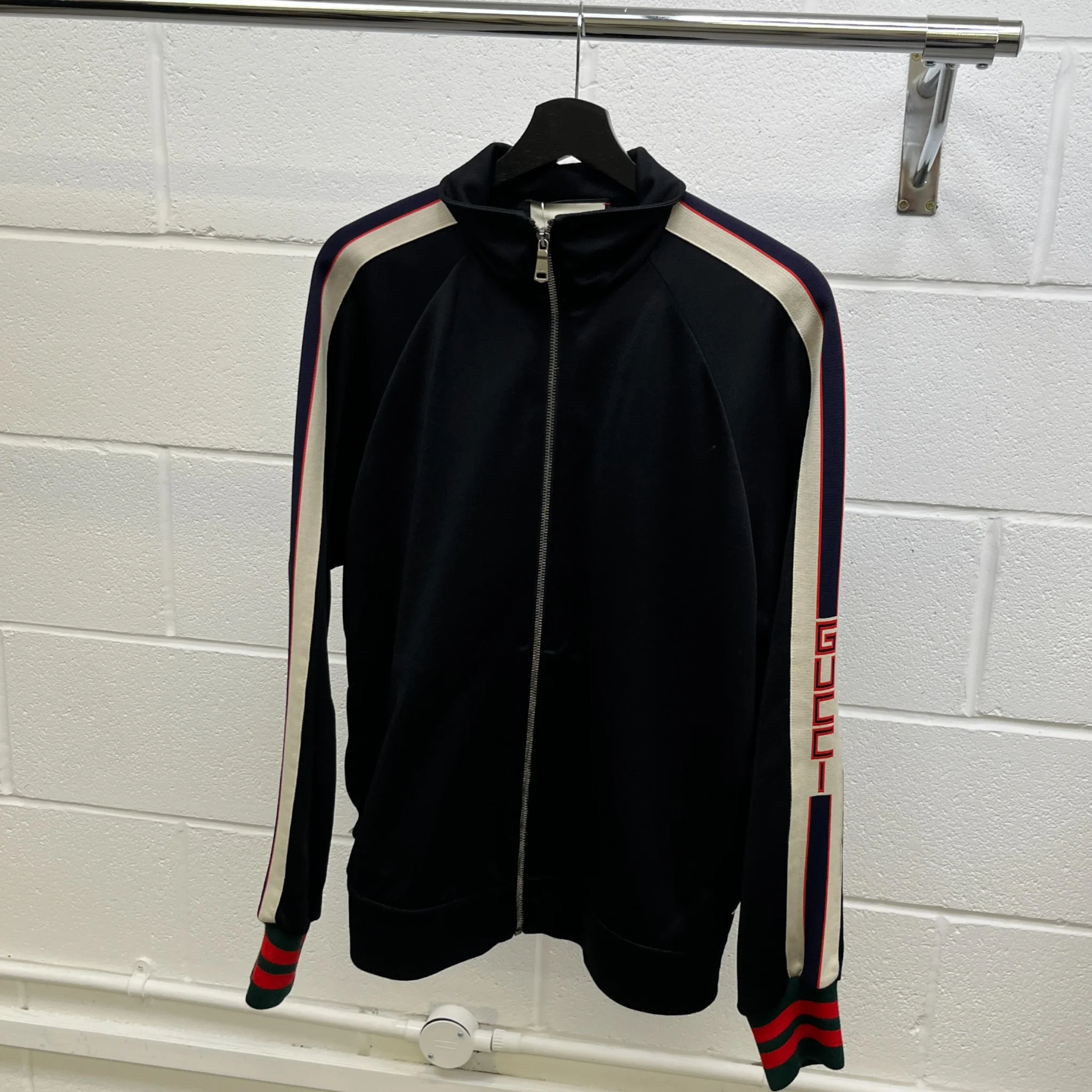 Men's Tape Logo Track Jacket Black Size S - Image 8