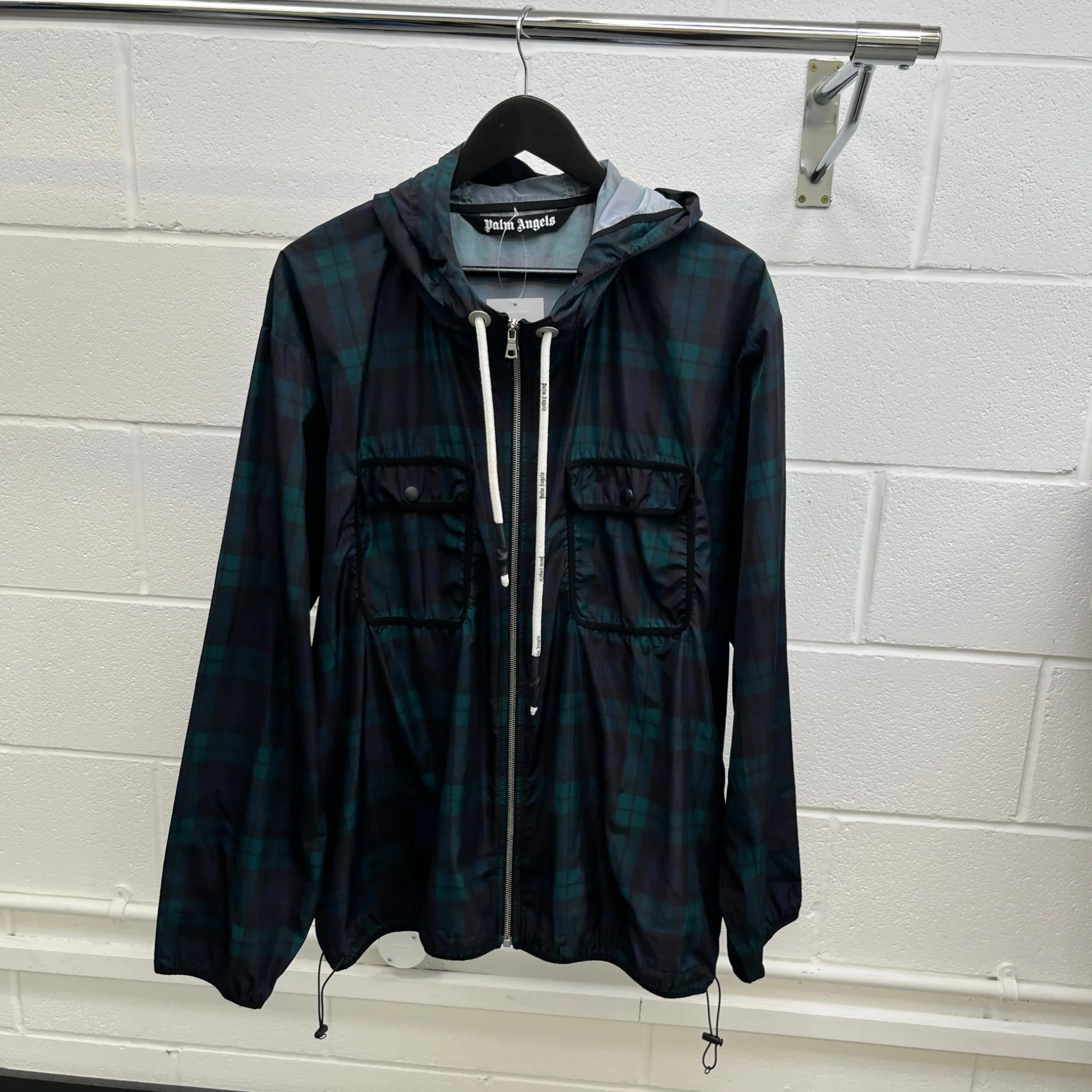 Men's Tartan Black Watch Windbreaker Green Size L - Image 8