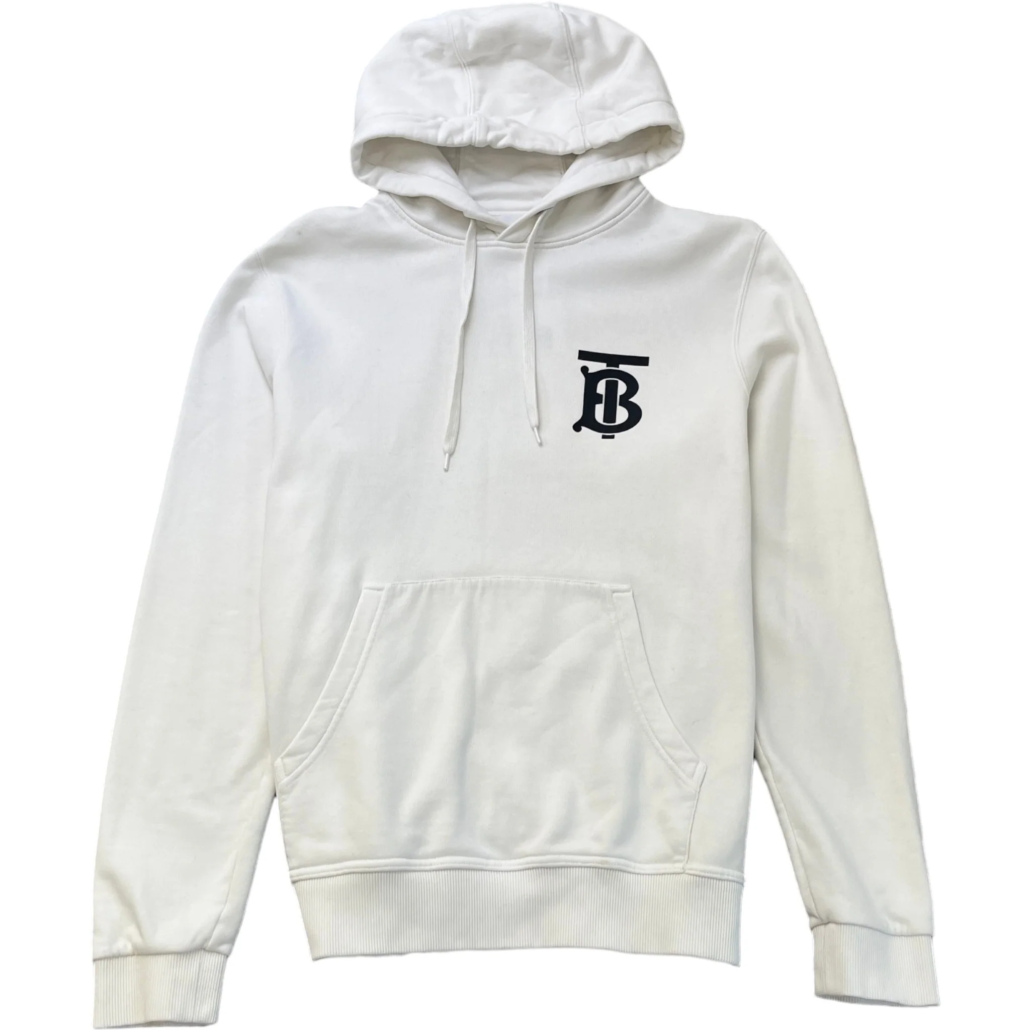 Men's Tb Logo Print Hoodie White Size S