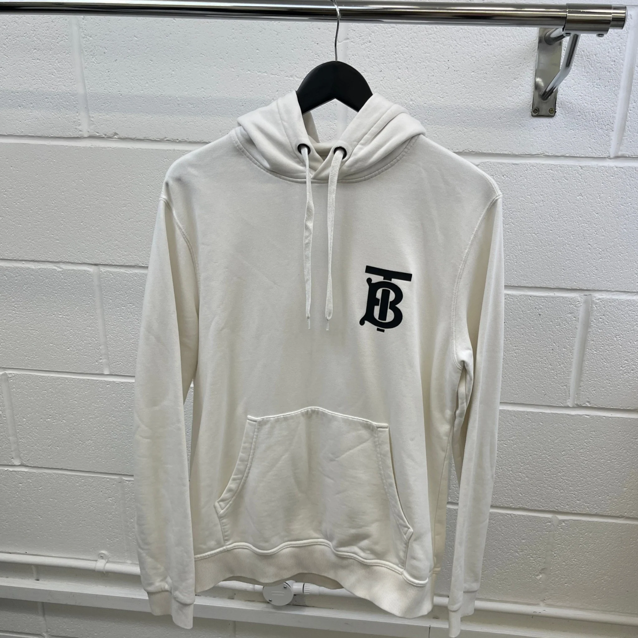 Men's Tb Logo Print Hoodie White Size S - Image 8