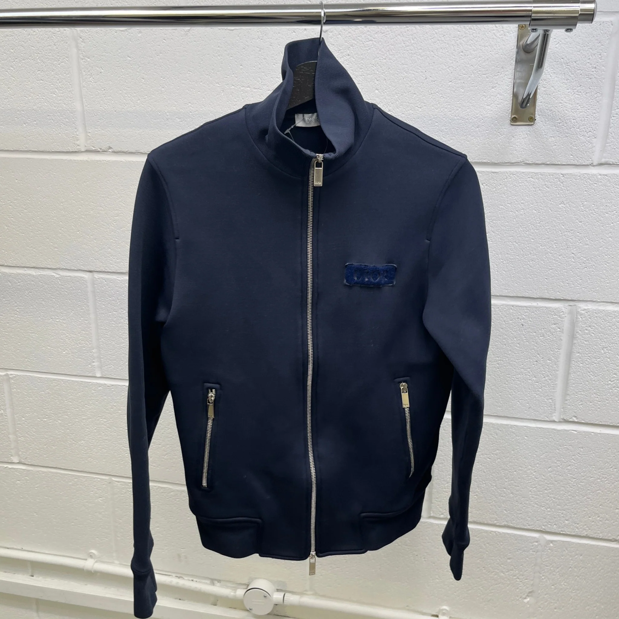 Men's Technical Fabric Track Jacket Navy Size XS - Image 9