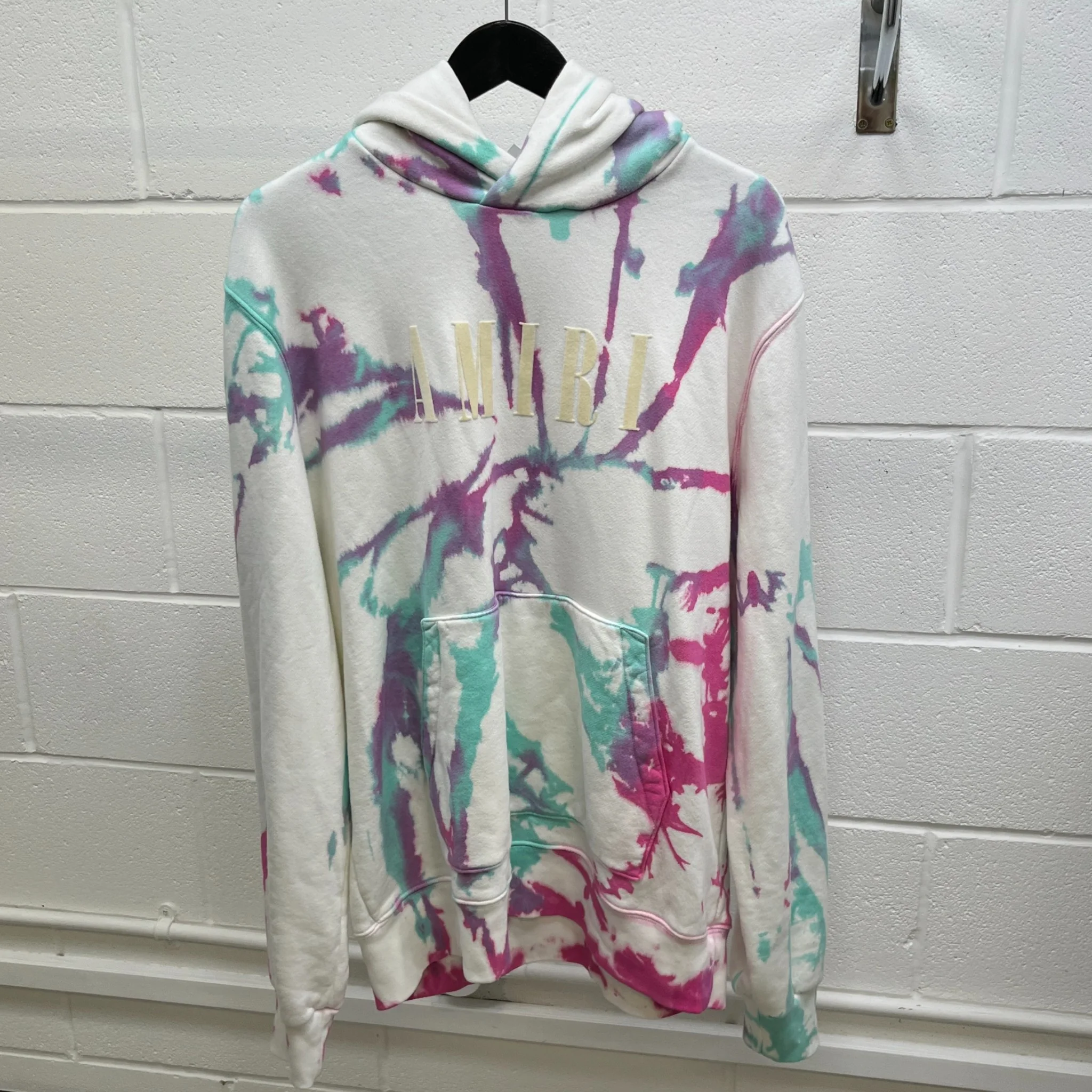 Men's Tie Dye Core Logo Hoodie Multi-Coloured Size XL - Image 8