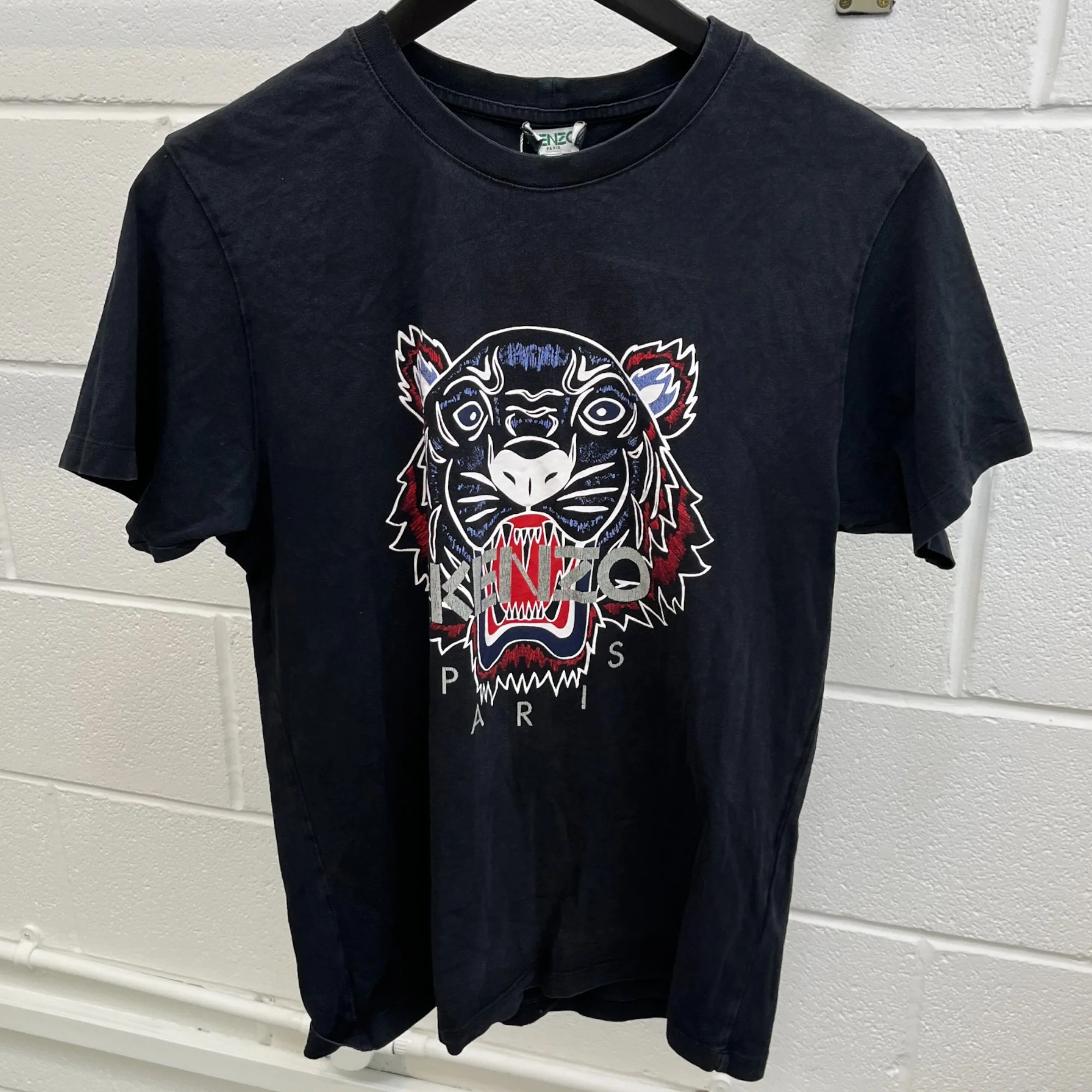 Men's Tiger Logo Print T-Shirt Black Size M - Image 7