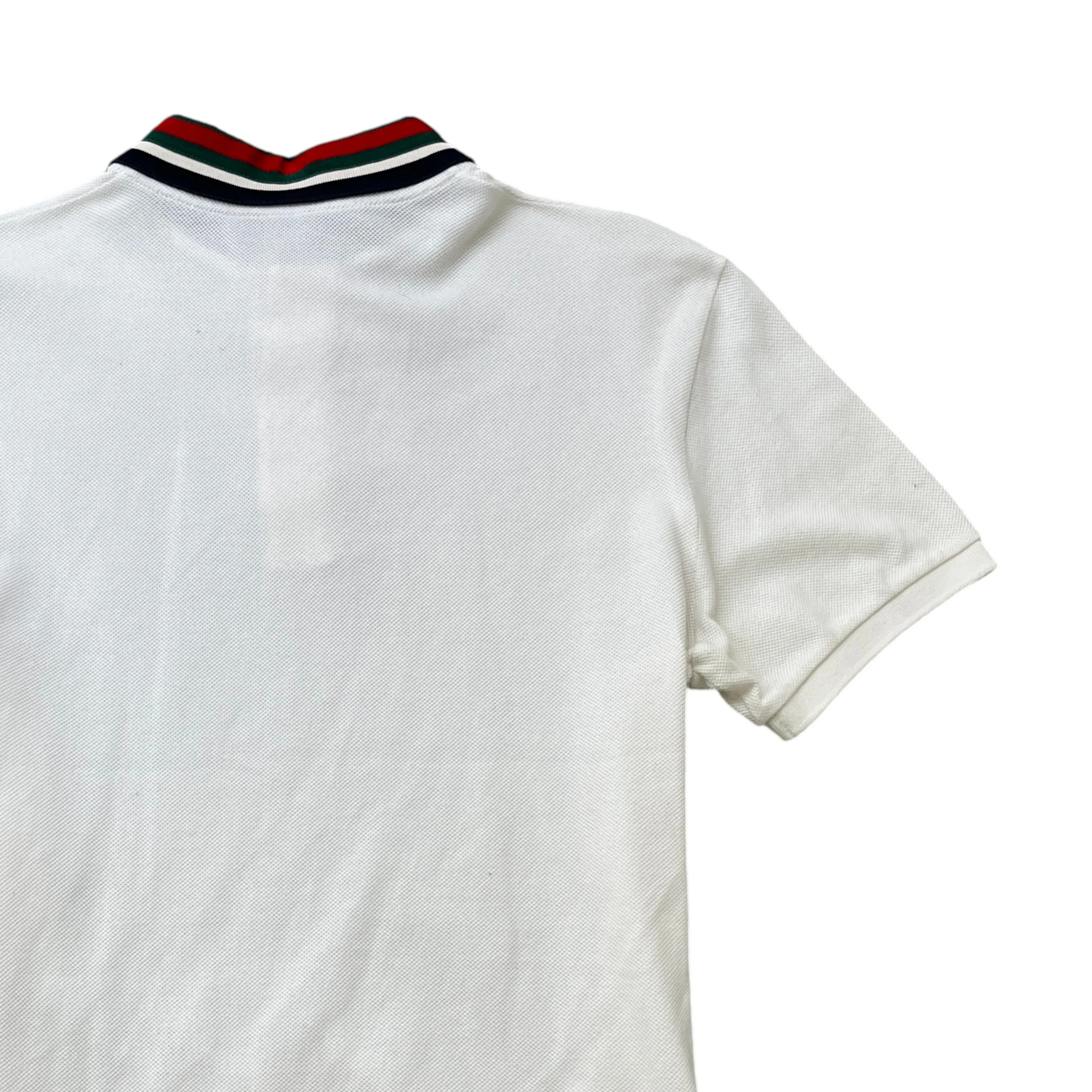 Men's Tiger Web Collar Polo Shirt White Size S - Image 4