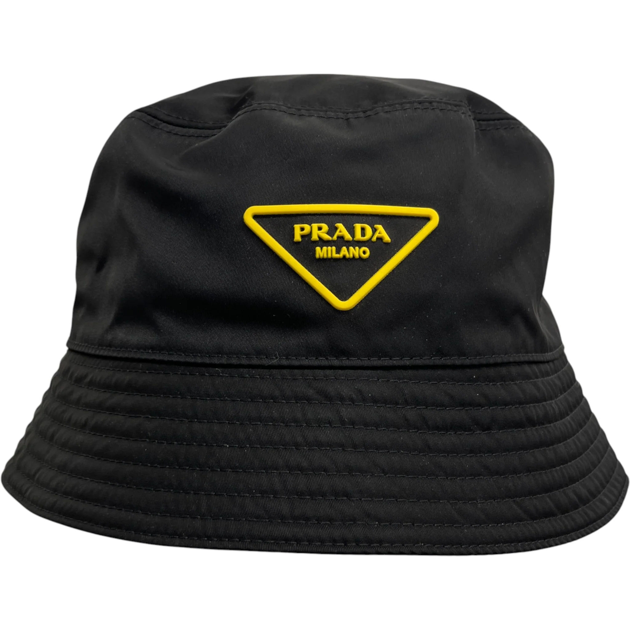 Men's Triangle Logo Nylon Bucket Hat Black
