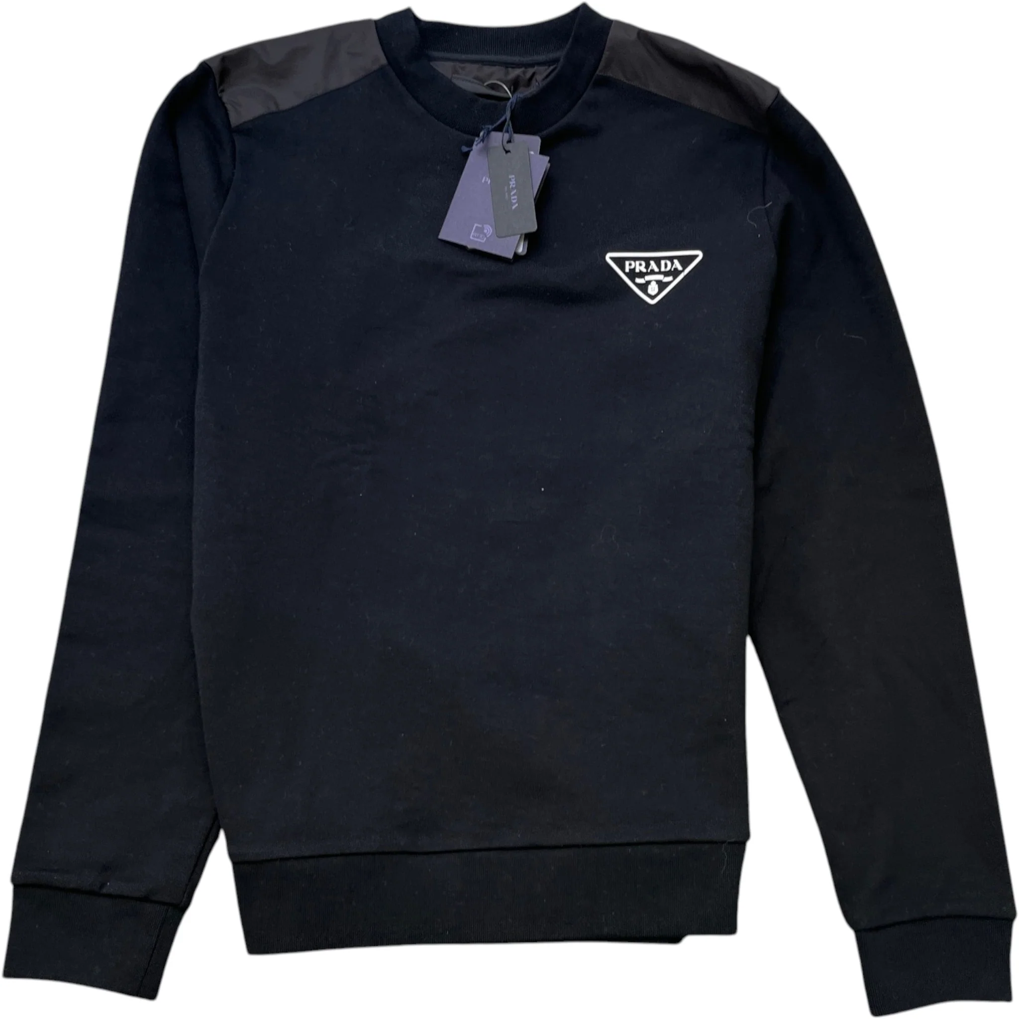 Men's Triangle Logo Nylon Sweatshirt Black Size S