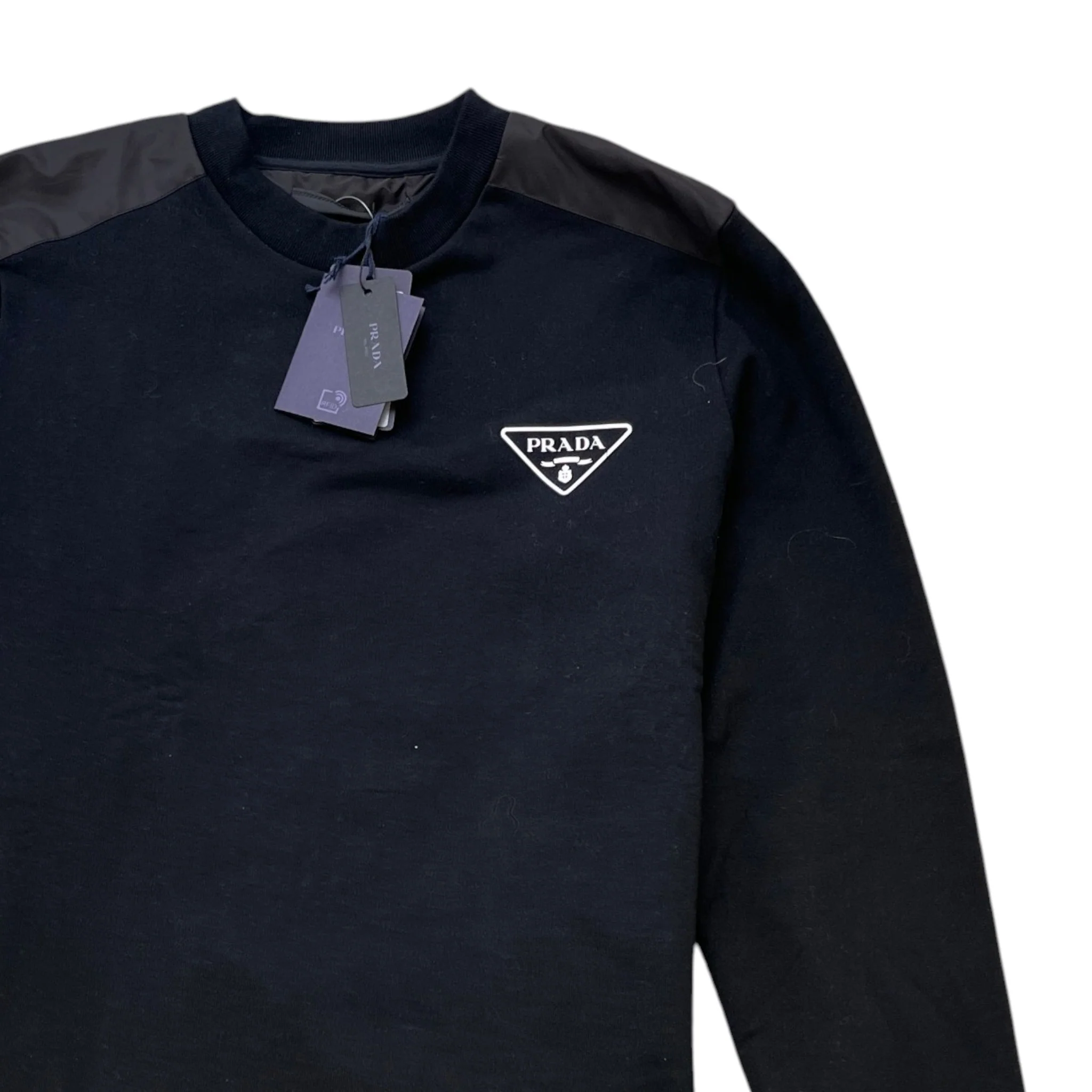 Men's Triangle Logo Nylon Sweatshirt Black Size S - Image 3