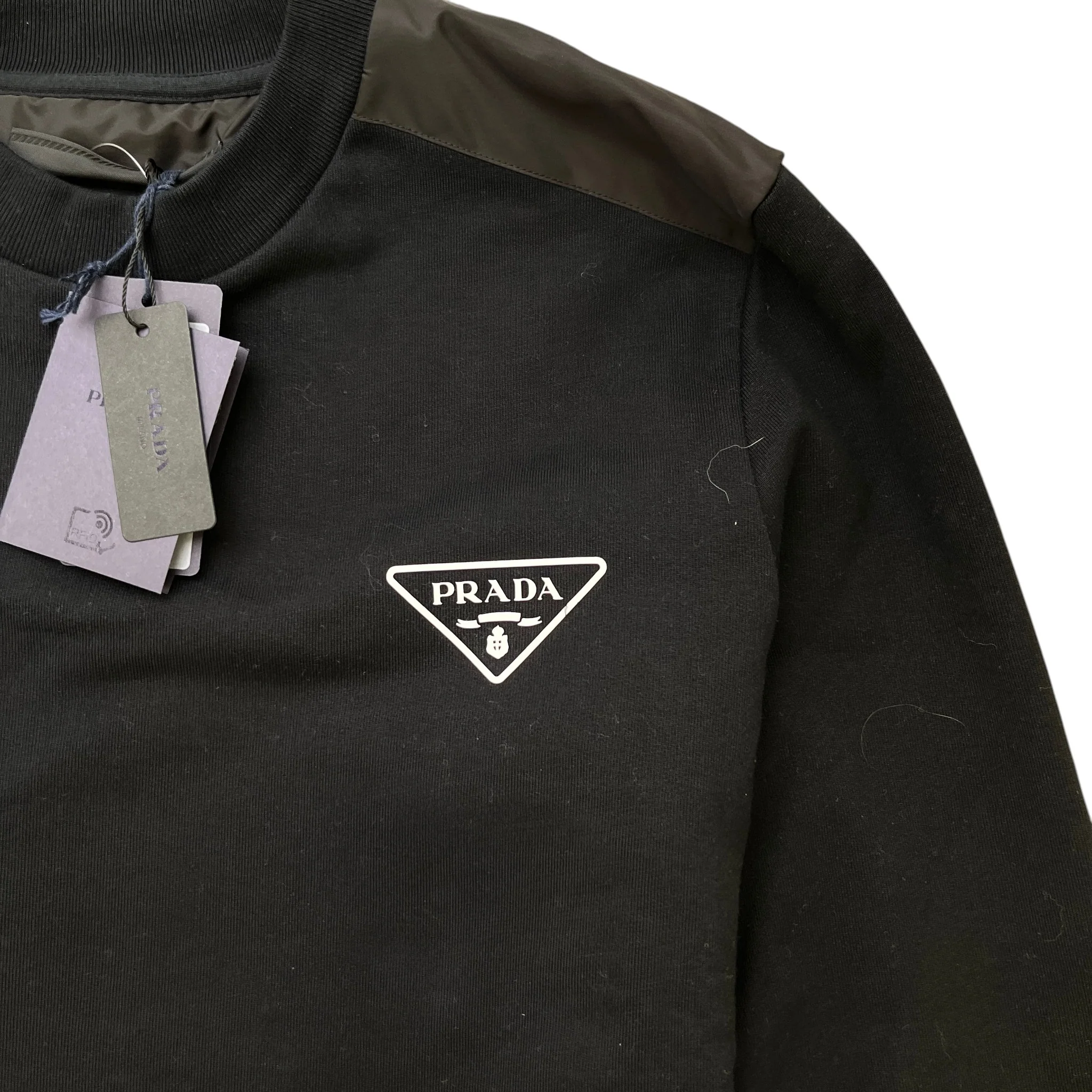 Men's Triangle Logo Nylon Sweatshirt Black Size S - Image 5