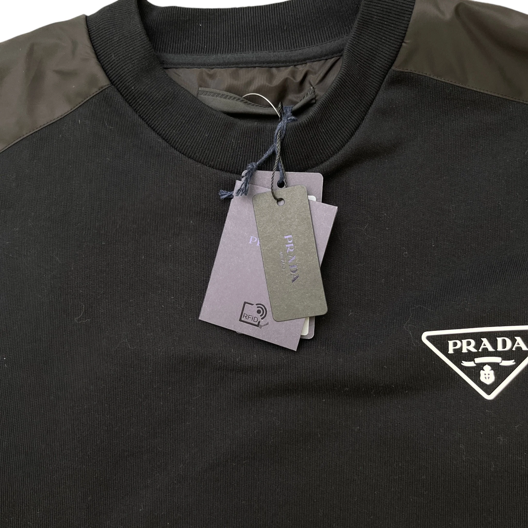 Men's Triangle Logo Nylon Sweatshirt Black Size S - Image 6